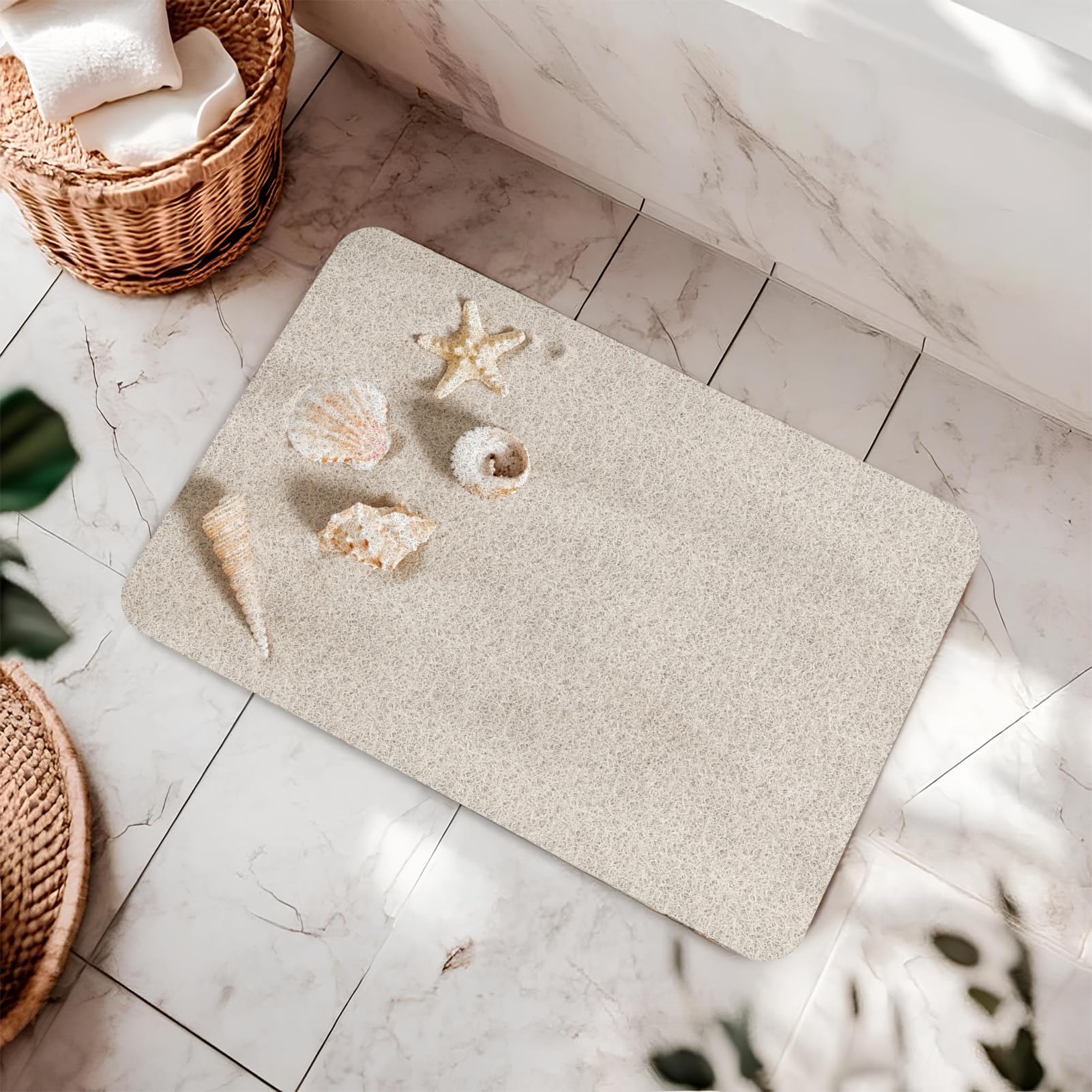 Alfombrillas de lufa para ducha, antideslizante, textura suave, con drenaje, secado rápido, almohadilla de baño suave y cómoda para zonas húmedas (marrón blanco)
