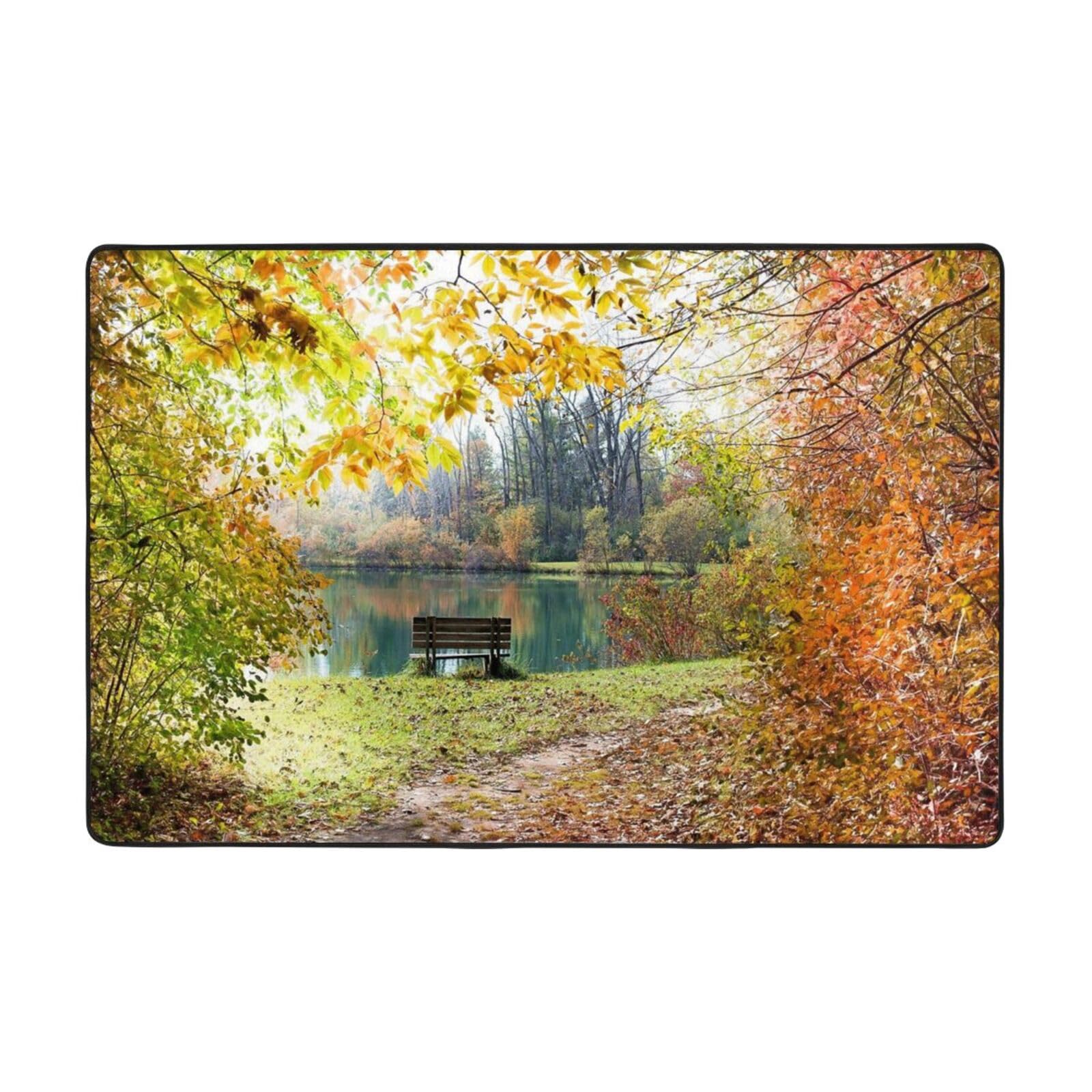 Tapis de chevet Autumn Park en flanelle pour une chambre cosy et chaleureuse