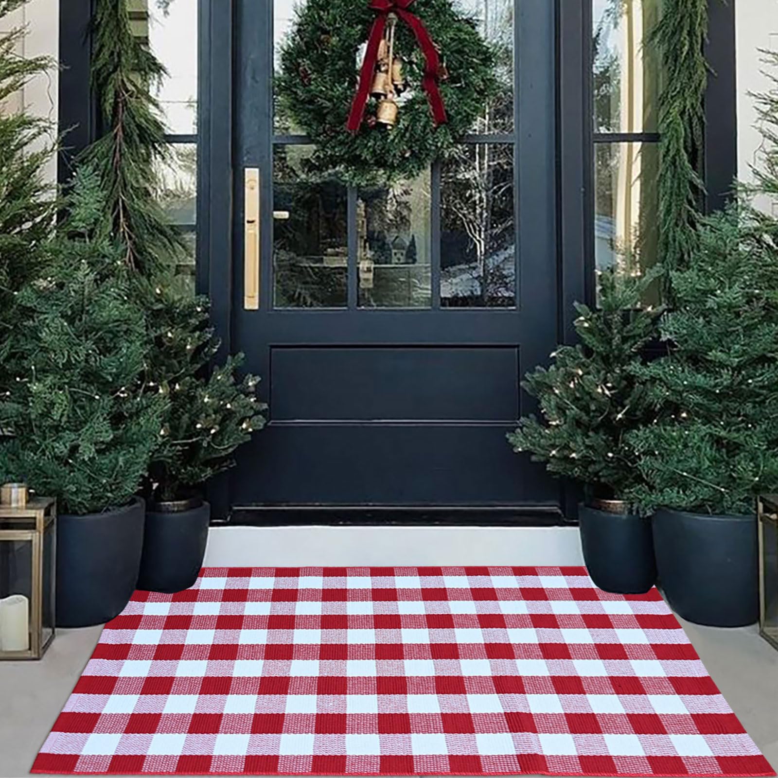 Buffalo Plaid Outdoor Rug - Spring Doormat -9