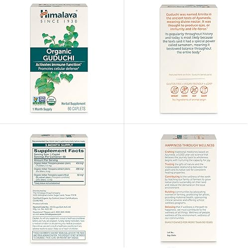 Miniatura 7 de Himalaya Organic Guduchi para apoyo inmunológico activo y defensa celular, 700 mg, 60 cápsulas, suministro de 1 mes