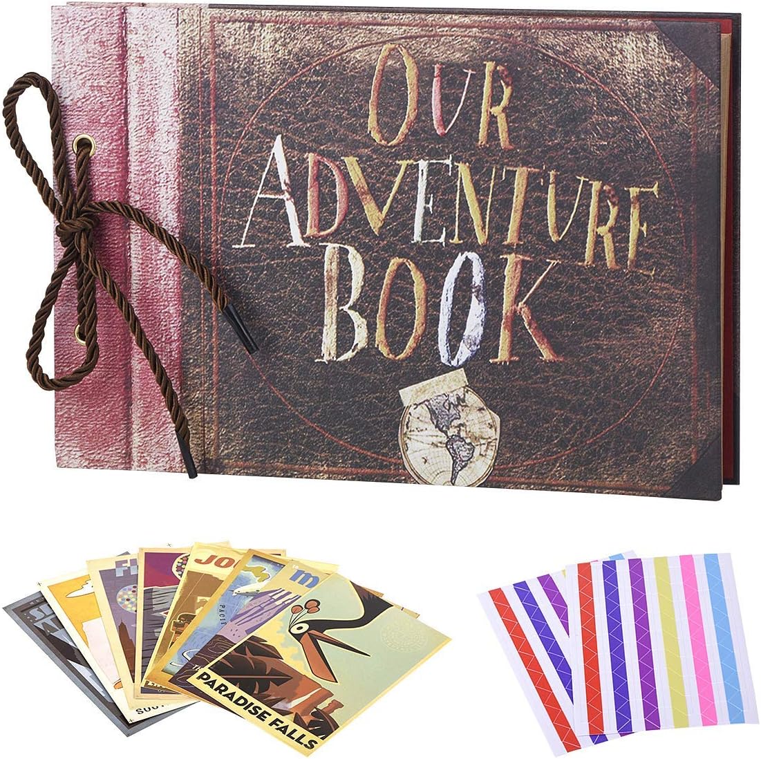 LINKEDWIN Our Adventure Book, Up Scrapbook Vintage Photo Album, Wedding Guestbook, Couple Gift, 11.6 x 7.5 inches, 80 Pages (Black Pages)