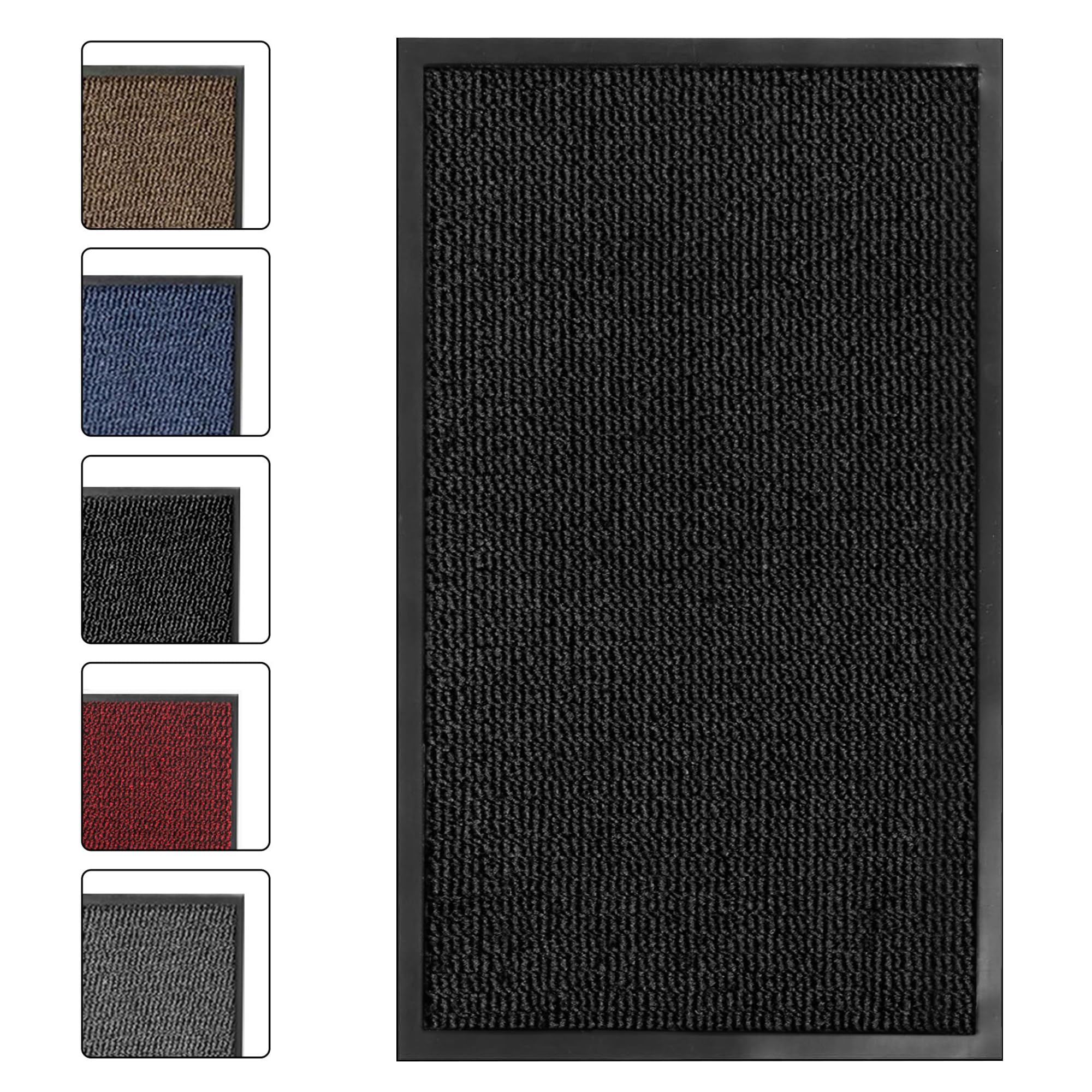 SG Traders Washable Door Mats - 7 Stripes Non-Slip Rubber Backed Doormats Indoor & Outdoor - Highly Absorbent Door Mats, Floor Mat, Kitchen Mat Perfect Dust Grabbing Dirt Trapper (45x75cm-Anthracite)