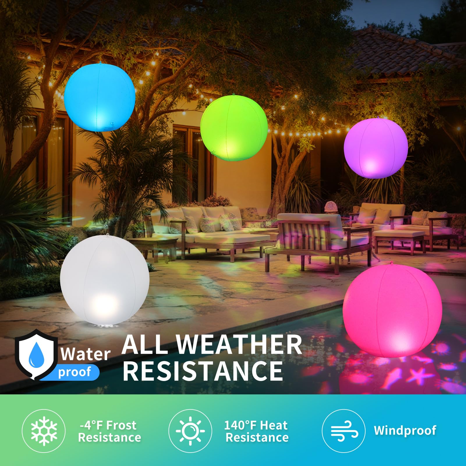 Luxfero Luci Galleggianti per Piscina a Solare,Palla Luminose per Piscina Gonfiabili,Luci Piscina Impermeabili IP68 per Laghetto,Delle Luci LED Piscina per Proiezione Animali da Giardino - 2 Pezzi