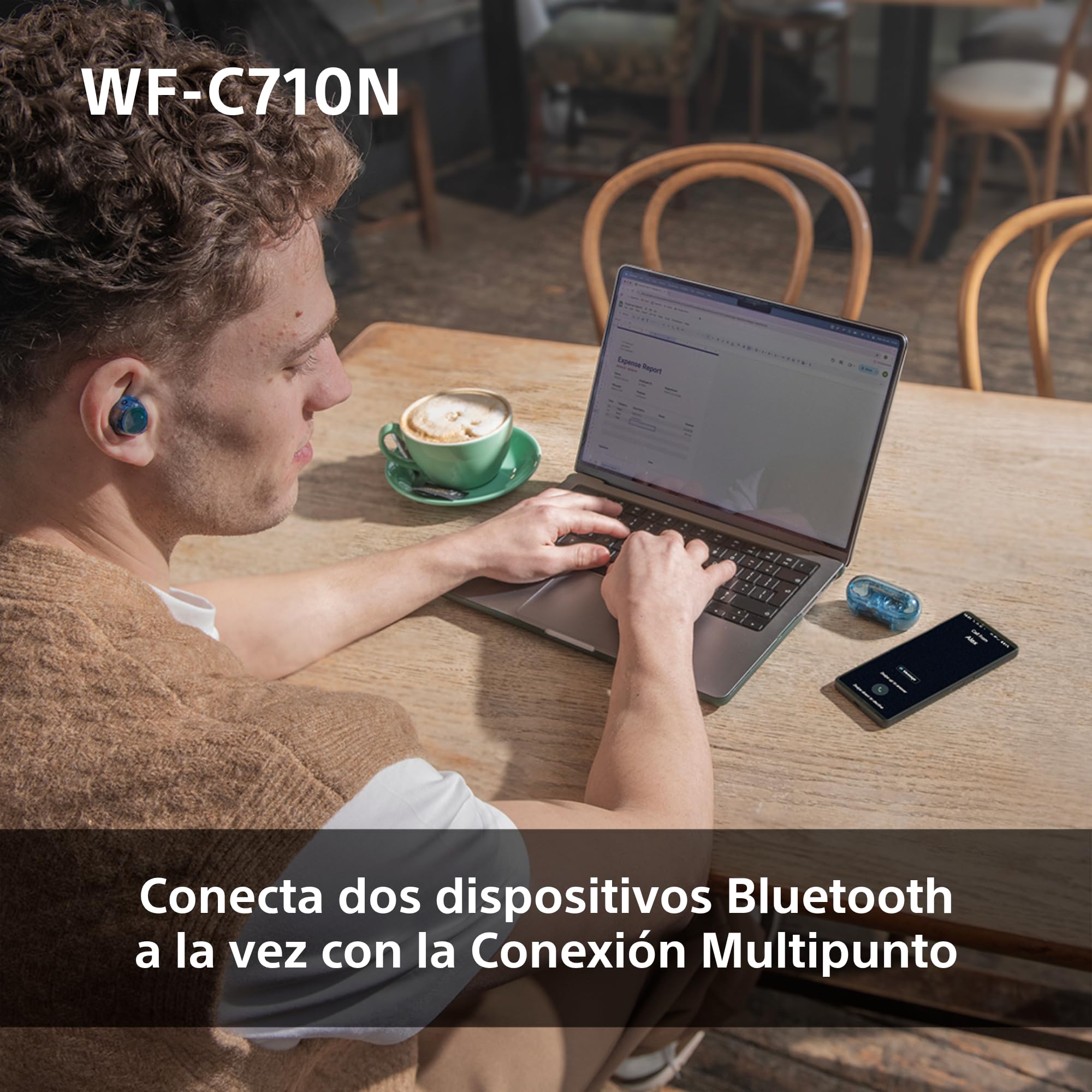 Sony WF-C710N Auriculares True Wireless con cancelación de Ruido Avanzada, Calidad de Llamadas con IA, Multipunto, IPX4, Batería hasta 40 Horas, iOS y Android, Blanco (Último Modelo)
