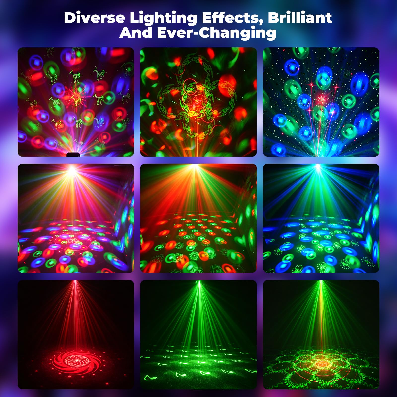 Kula dyskotekowa 7 w 1, światło dyskotekowe, światło imprezowe z podwójnymi kulkami, sterowane muzyką, światło DJ, światło dyskotekowe RGB LED, efekt UV, obracająca się kula dyskotekowa do