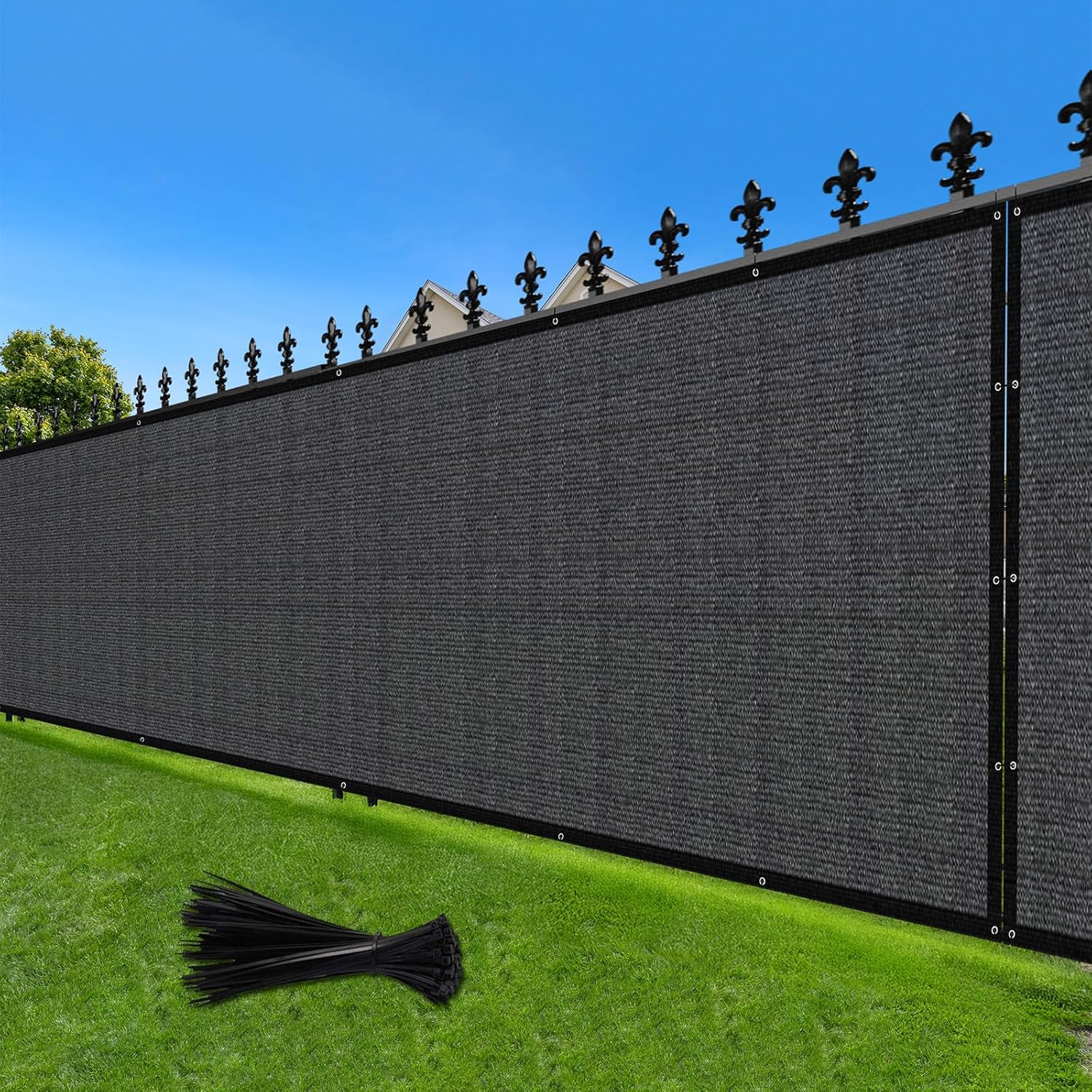 LOVE STORY 4'x 25' Fence Privacy Screen Outdoor Mesh Fencing Covers Screen Fence Wind Block with Grommets for Patio Garden Wall Backyard, Dark Grey (We Make Custom Size)