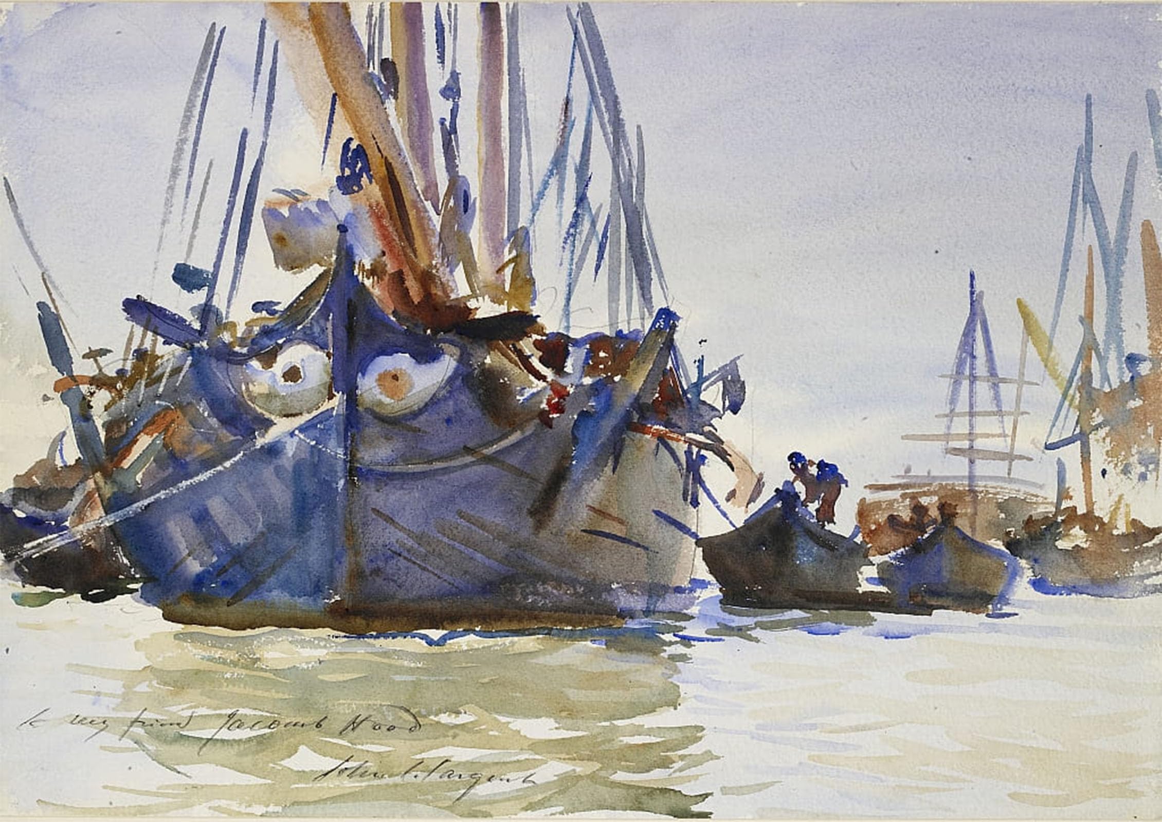 Posteriik No Frame Famous Modern Artwork Art Mural Italian Sailing Vessels At Anchor By John Singer Sargent Oil Paintings Pictures For Home Decor 60X90cm