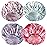 4 PCS Shower Caps for Women, Printing Bath Caps, Double Layers Shower Cap Reusable Waterproof, Bathing Shower Caps, Environmental Protection Hair Bath Hat - Flower