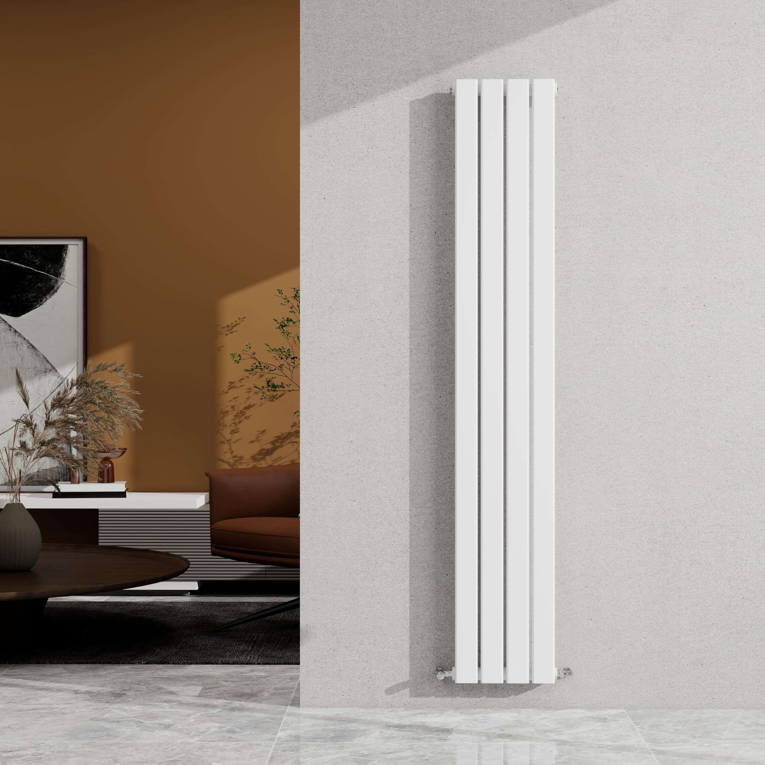 Sky Bathroom White 1600×272Mm Vertical Designer Radiator Single Panel Modern Central Heating Flat Panel Rad 1872 Btu