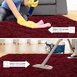 Tepook Tapis moelleux bourgogne pour salon, tapis rouge foncé 8x10 pour chambre, tapis en peluche doux pour chambre d'enfants, tapis intérieurs antidérapants et lavables pour décoration intérieure