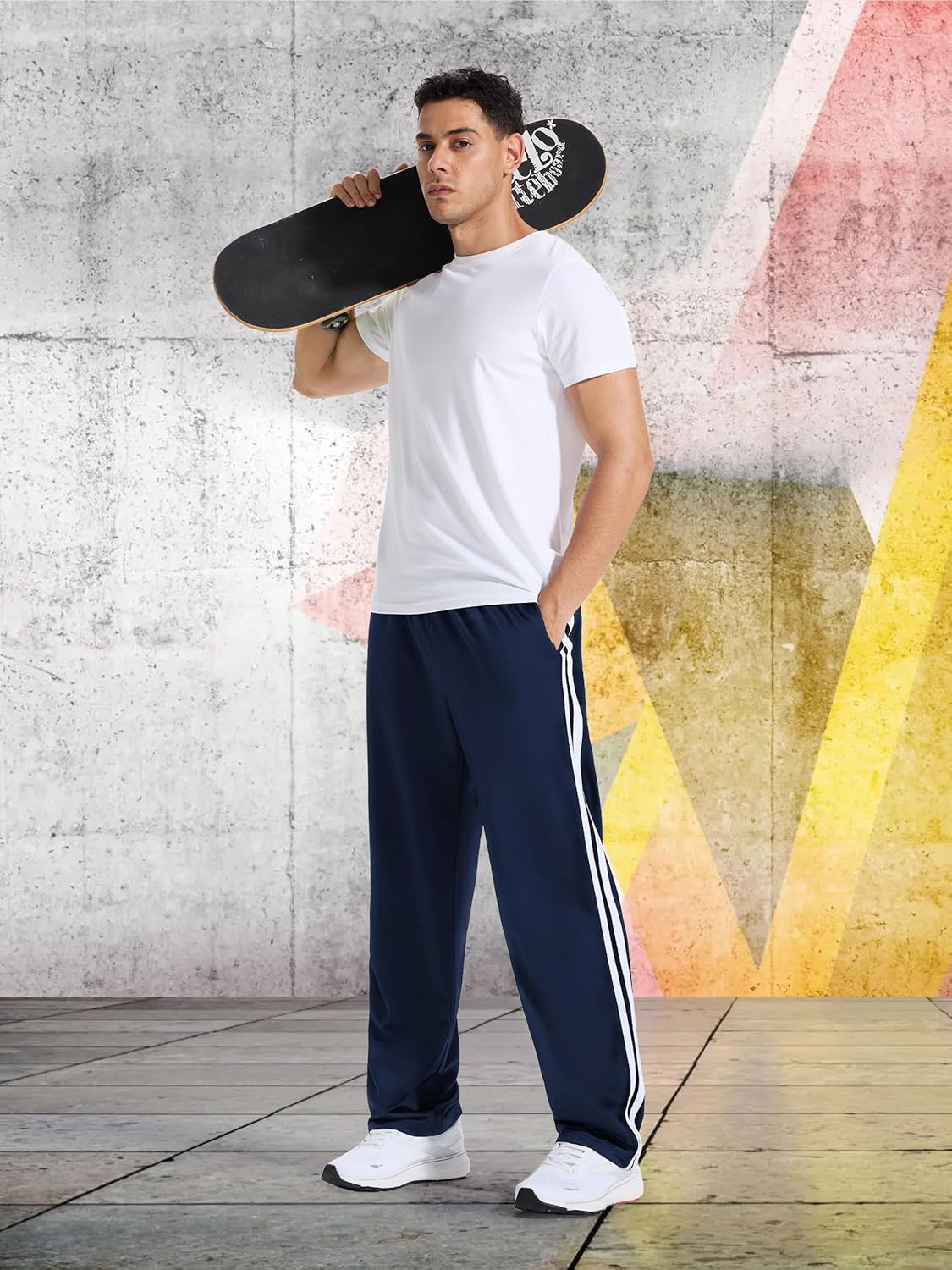 Tall Men's 34/36/38 Inseam Track Pants Warm-up Sweatpants Open Hem Tracksuit Bottoms for Gym Athletic Workout - Image 7
