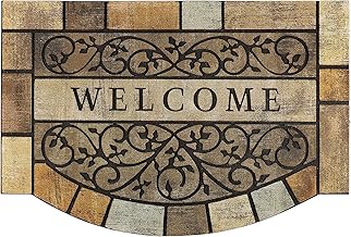 MTOUOCK New Large 36"x24" Heavy Duty Welcome Mat Outdoor with Non-Slip Rubber Backing - Durable Outdoor Door Mat for Front Door Entrance, Garage, Patio & High Traffic Areas - Stone Scroll Design
