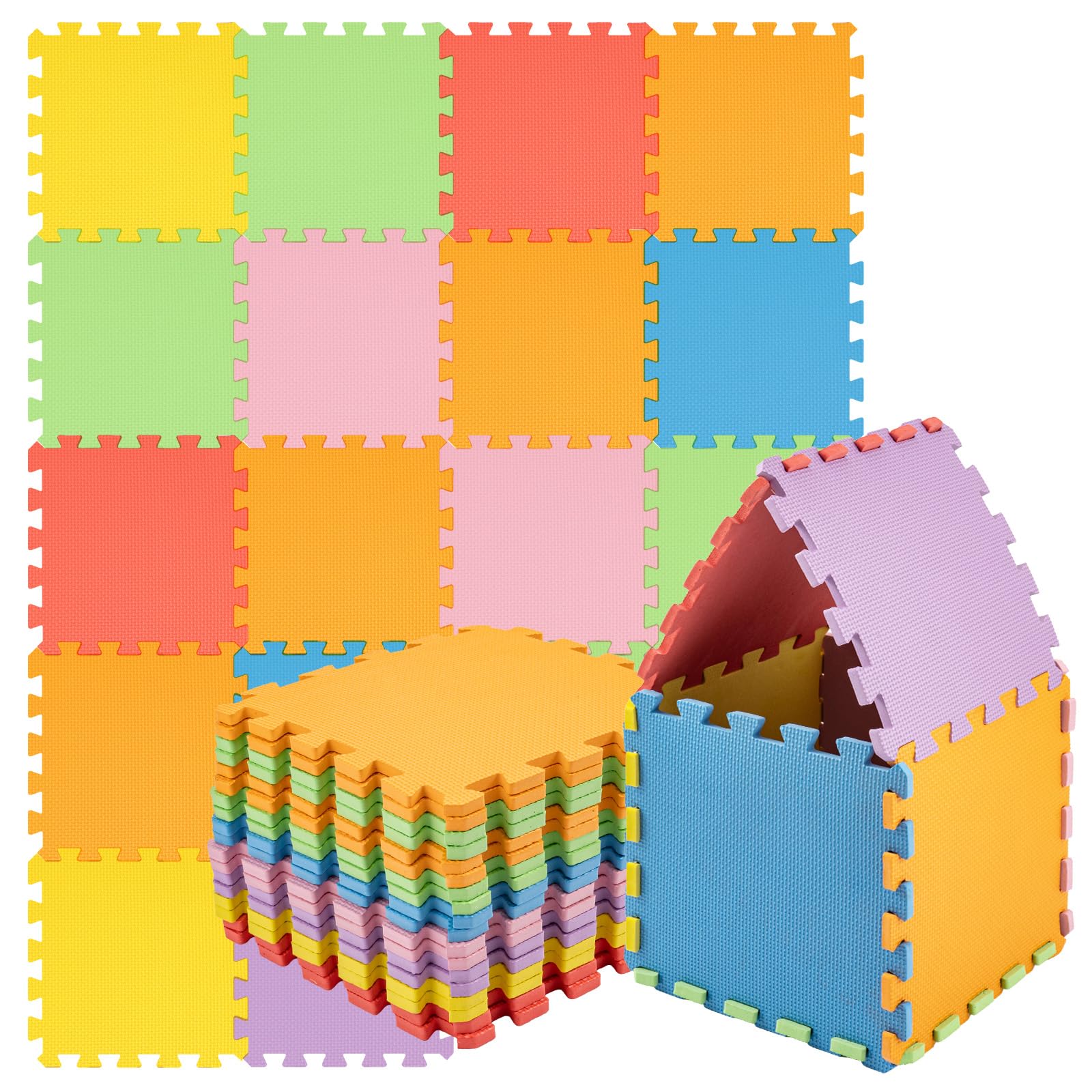 Lot de 18 Tapis de Sol Puzzle en Mousse pour Enfants – Tapis de Jeu Éducatif et Interactif 30x30 cm, Moquette EVA Antidérapante, Protection Confortable pour Enfants (Couleurs Assorties)