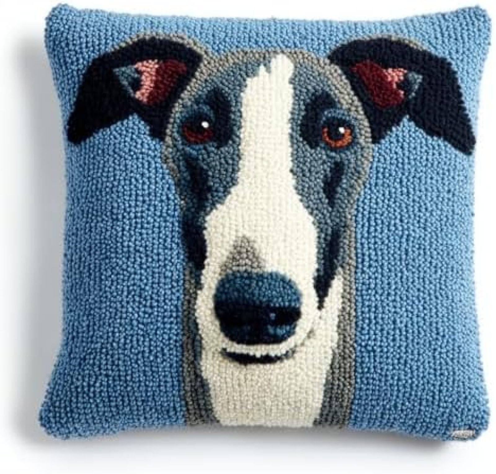 kitphoenix Latch Hook Cushion Kit Cute Greyhound Dog Face with Pre-Printed Cushion Cover DIY Pillowcase Crochet Yarn Hooking Craft Set for Hobby and Home Decor 43x43cm-2