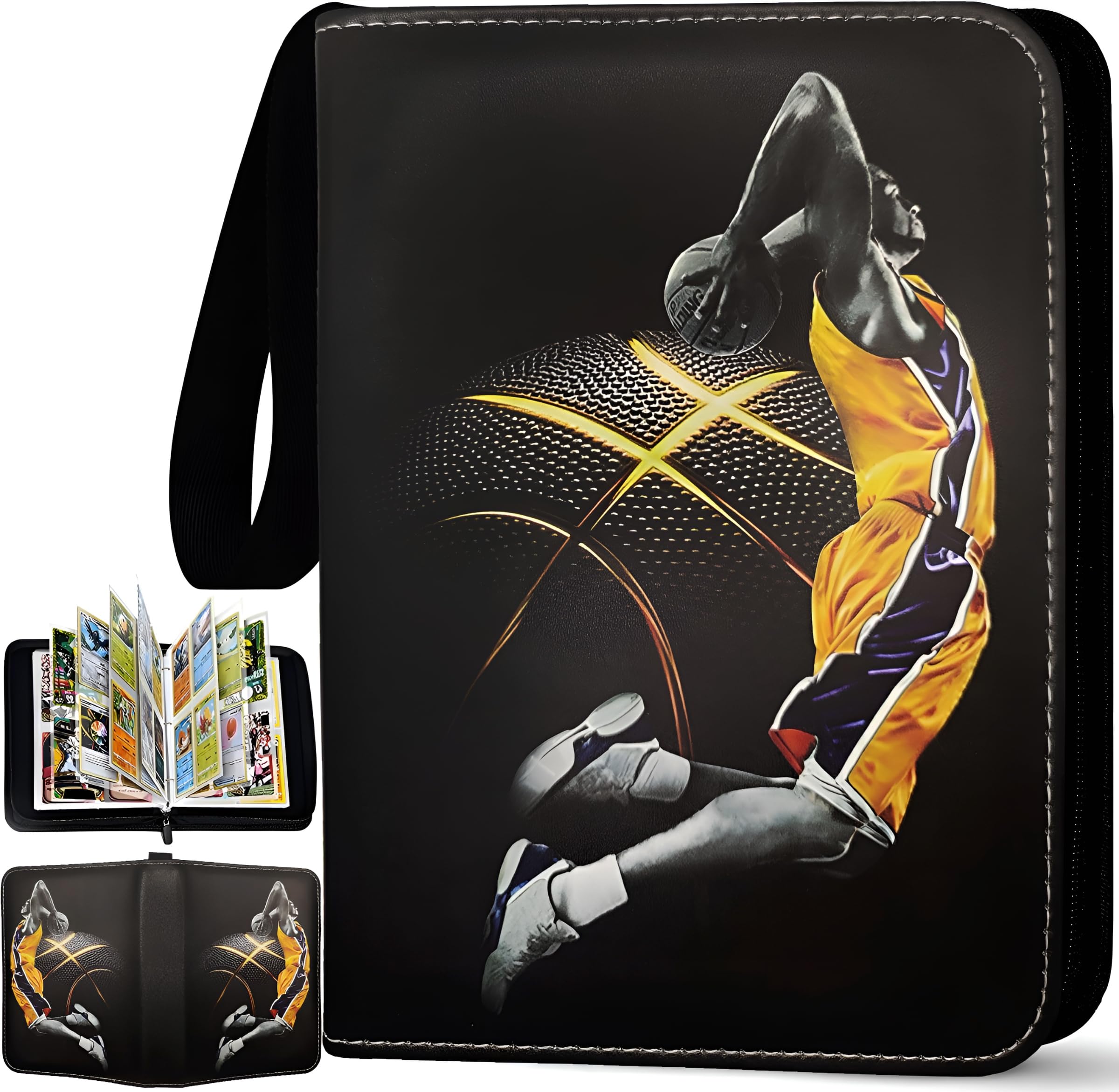 Basketball Karten-Binder Aus PU-Leder, 400 Taschen, 50 Abnehmbare Seiten – Schutz-Ordner Für Sport- & Sammelkarten