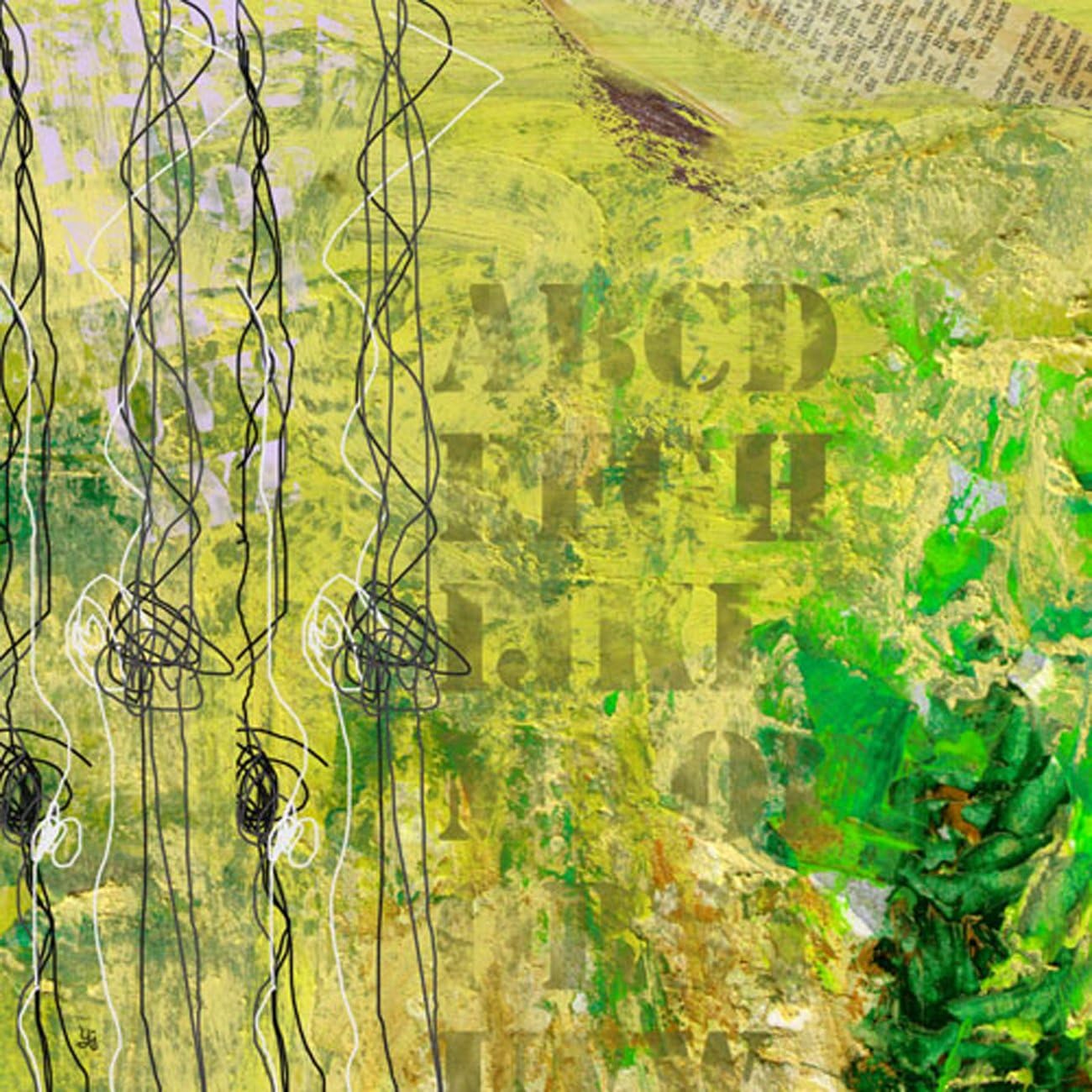 Green Leaf Art Abstract Letters 1 Canvas Art, Large Prints