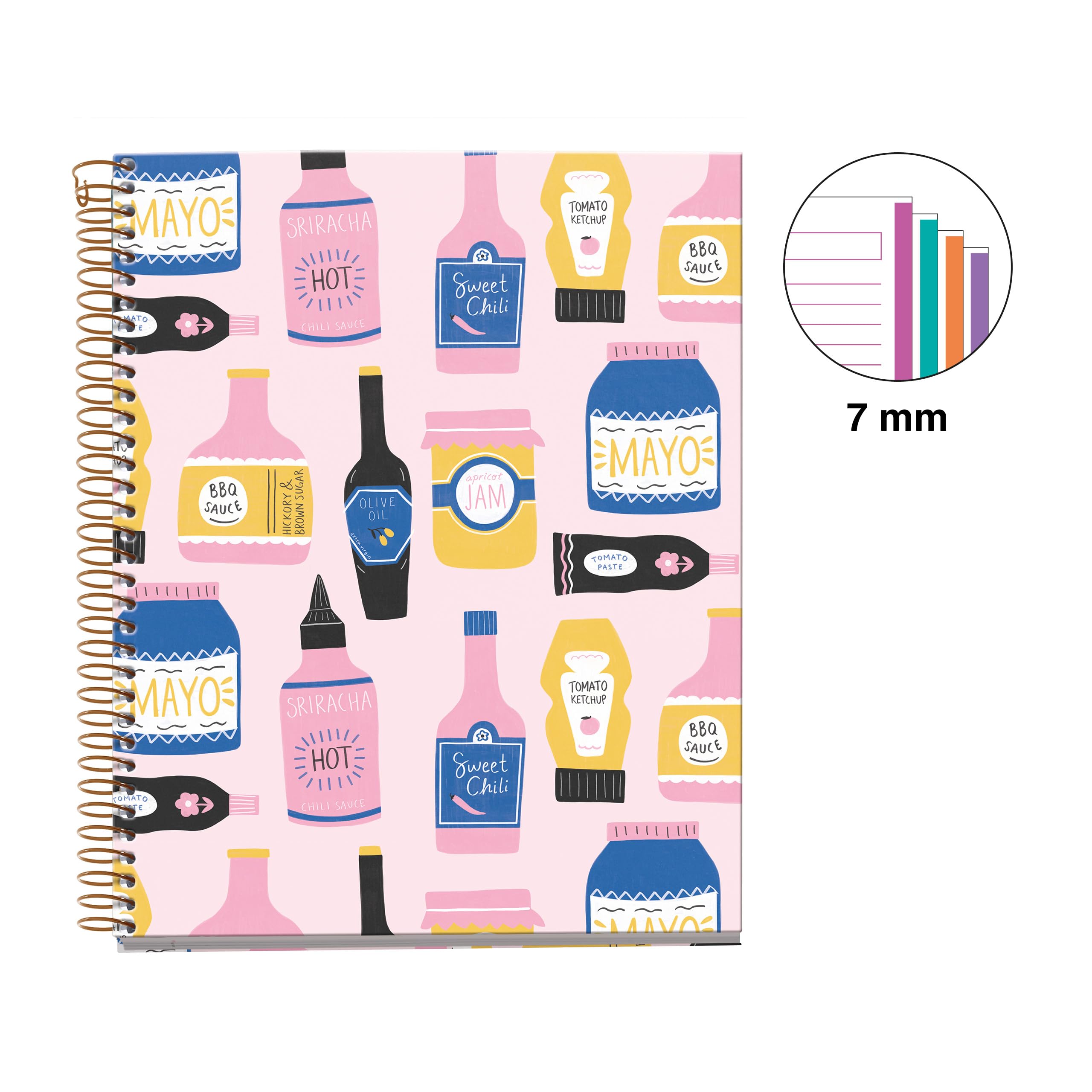 Miquelrius, Notebook A5 (148 x 210 mm), Horizontal Stripes 7 mm, 120 Sheets of 70 g/m², Cardboard Cover, 4 Colour Stripes - Image 2