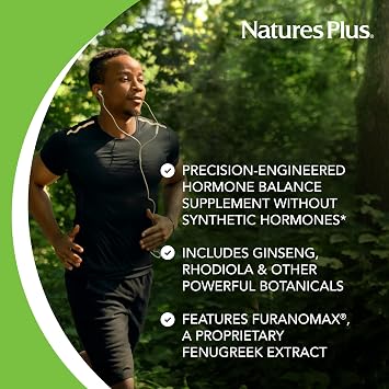 NaturesPlus T Male - 60 Vegetarian Capsules - Promotes Muscle Gain & Stamina, Mood Enhancer - Gluten Free - 30 Total Servings