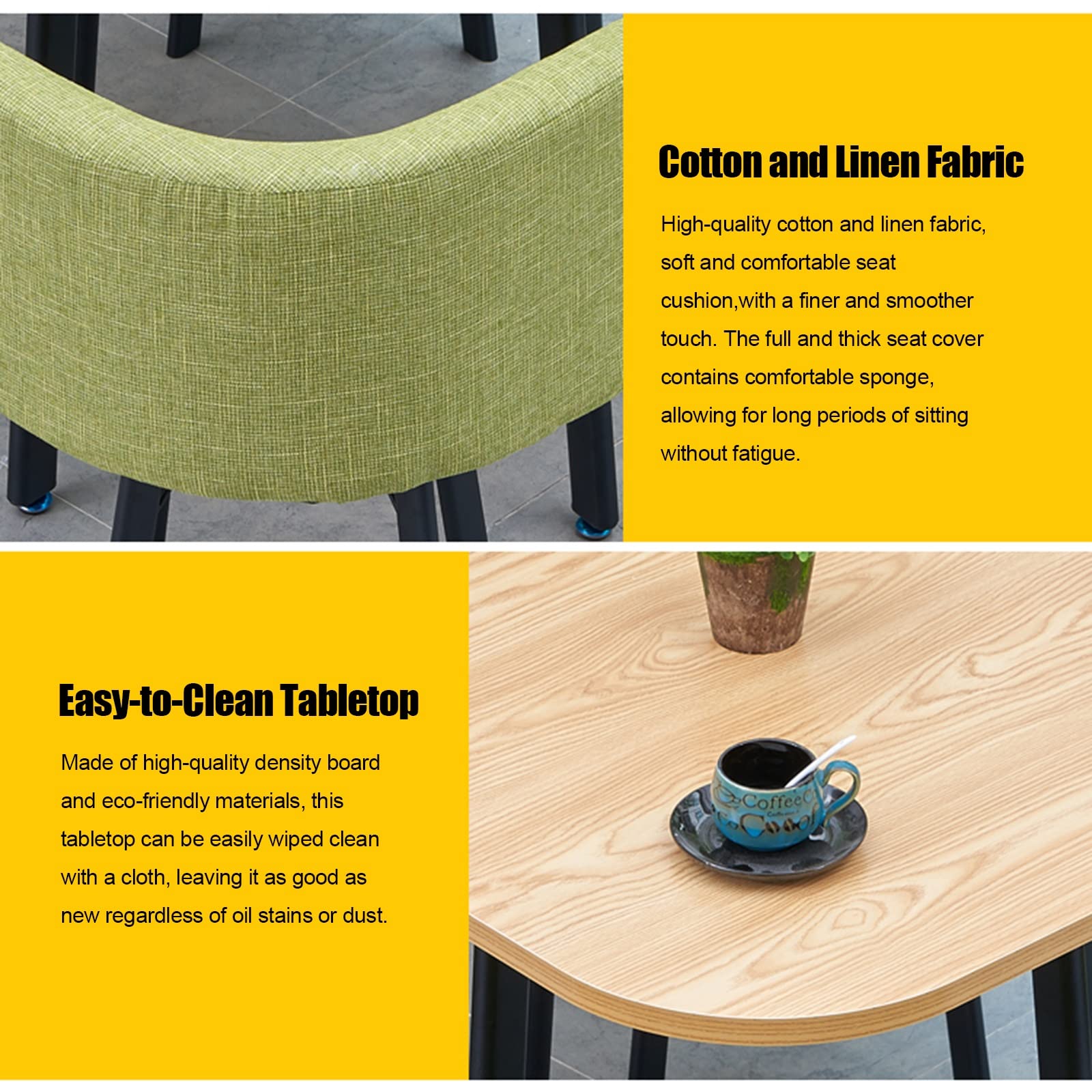 Mesa redonda Mesa de comedor Combinación de mesa y silla, 60cm Estilo sencillo Recepción de oficina Conjunto de escritorio y silla, Mesa redonda Cafetería Mesa de ocio, con 4 sillas Mesa de ocio ( Col