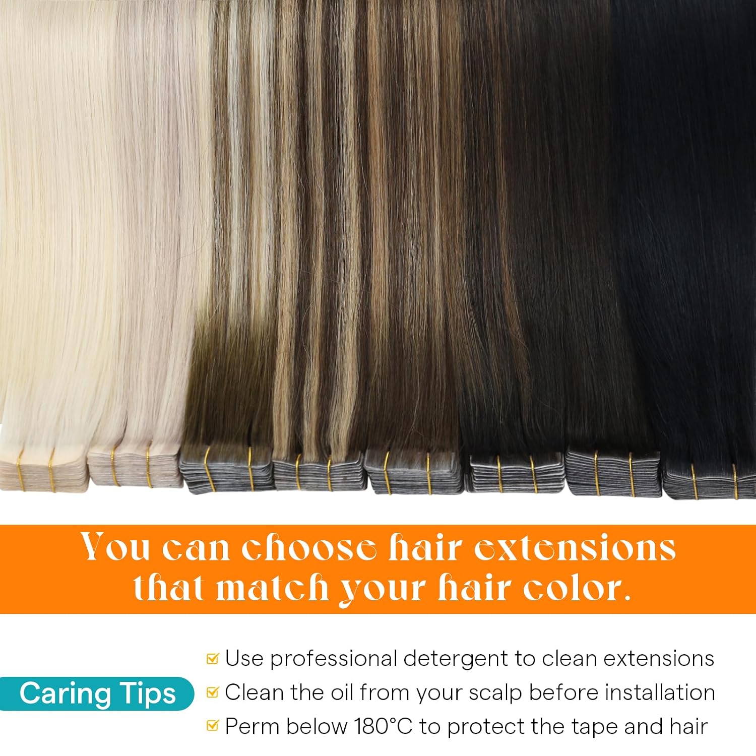 Sunny Hair Invisible Tape in Hair Extensions Human Hair, 18inch 20Pcs 50g Brown and Light Brown Injected Tape ins, Natural Invis Edge, Smooth Seamless Hand Sewn Hair Extensions