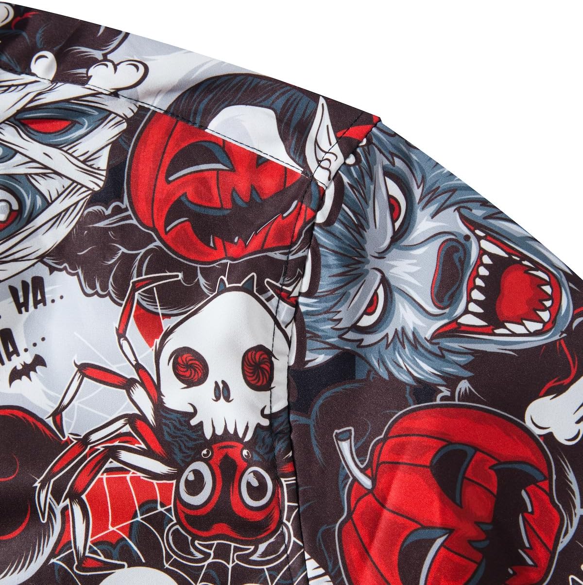 Mens Funny Halloween Shirt Ugly Pumpkin Long Sleeve Casual Button Down Shirts Adult Costume for Party - Image 4