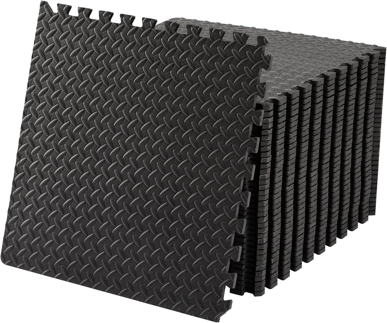 NEWBULIG Interlocking Foam/Rubber Floor Tiles, Gym Flooring for Home Gym Mat 24 inch Long, 1/2 Inch Thick, Foam/Rubber Mats for Floor, Garage, Workout Space, Non-Slip，6/12/36 pcs