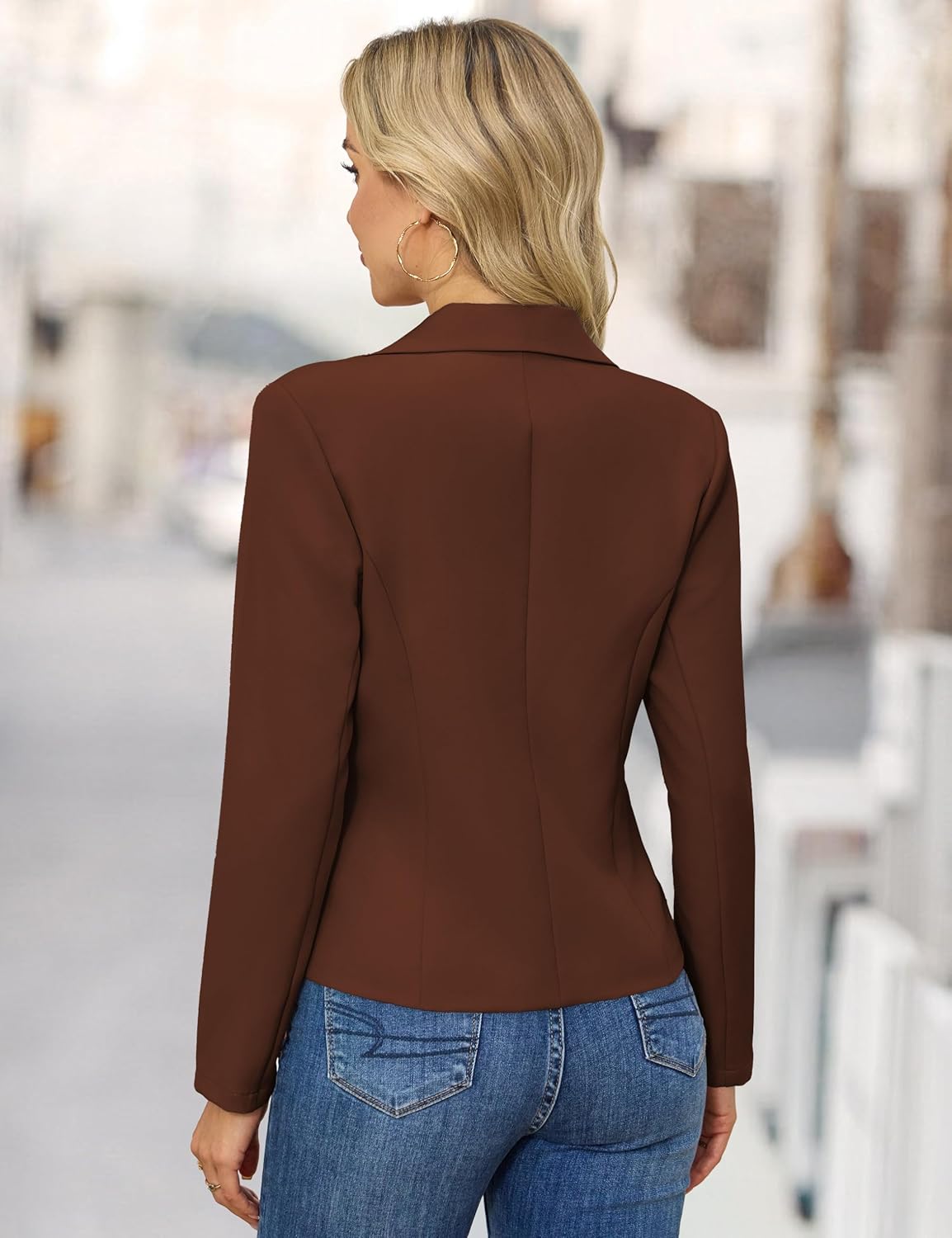 FOLUNSI Women's Business Casual Cropped Blazer Lapel Collar Long Sleeve Work Office Suit Jacket with Fully Lined S-XL - Image 5