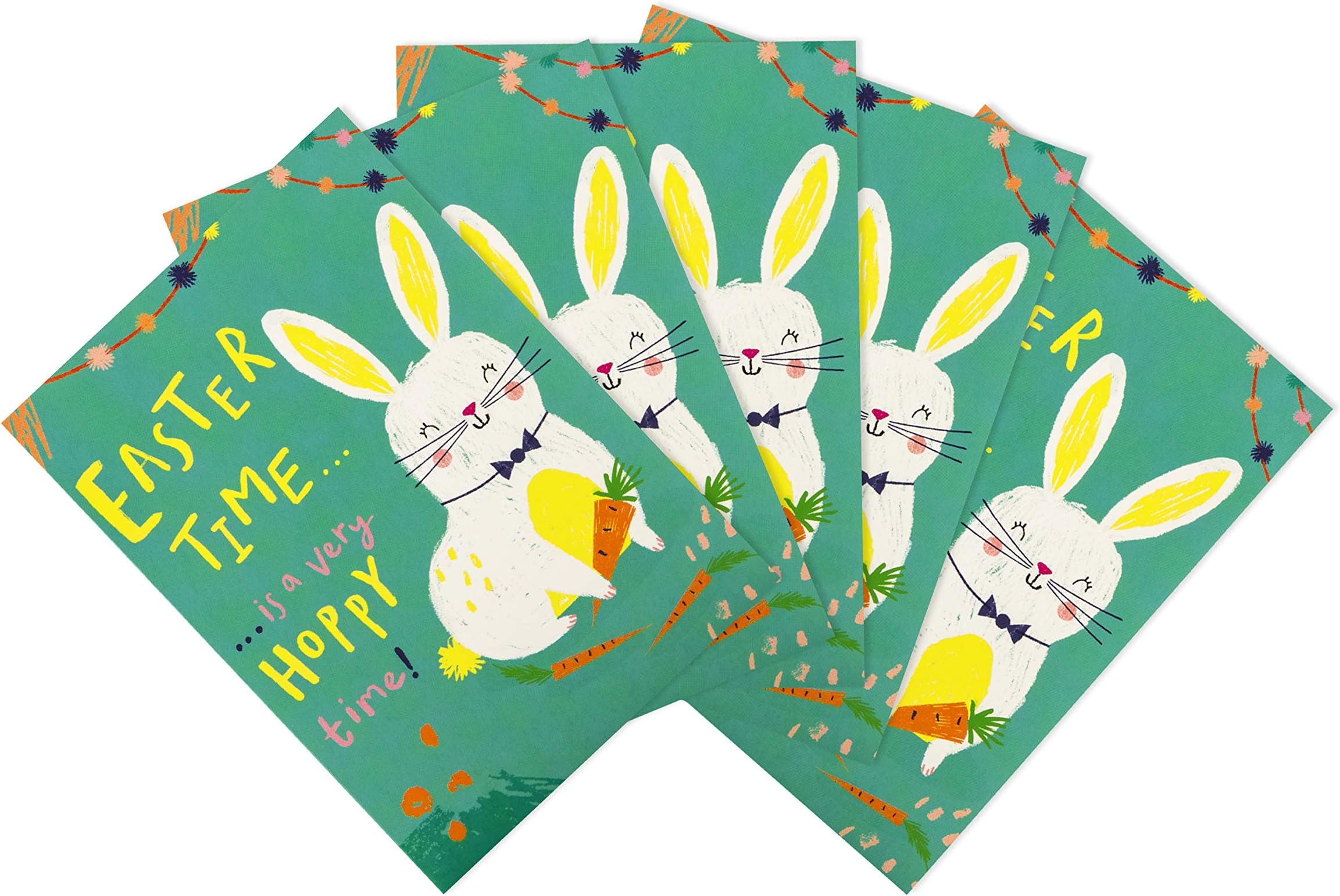 UK Greetings Multipack of 6 Easter Cards With Envelopes Pretty Rabbit