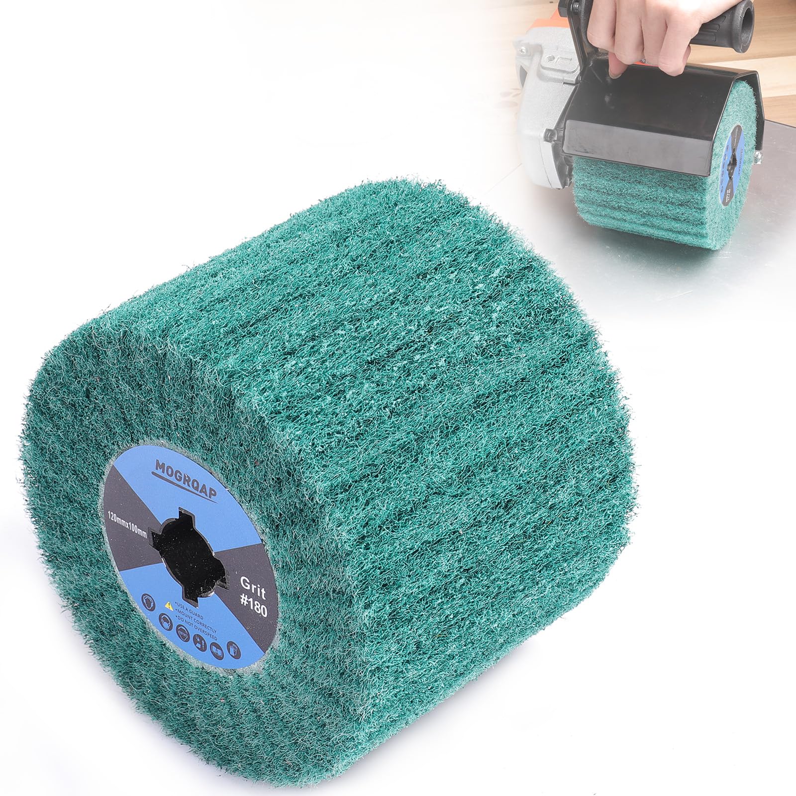 Rouleau abrasif Brosse Grain 180 Manchons de meuleuse, Rouleau de meuleuse Brosse Rouleaux abrasifs pour Satineuse Brosseuse Surface en Bois Métal Polissage
