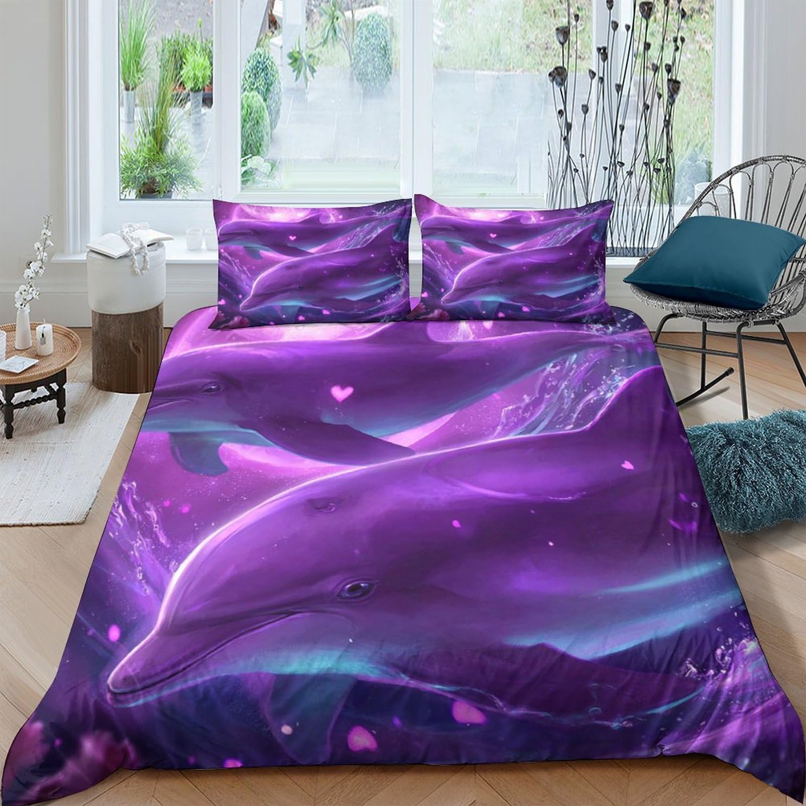 Ctjqhvkz Style-10 3D Printed Purple Galaxy Whale Fitted Sheet Microfiber Soft Mattress Cover For Bedroom Dorm Decorative Protection Single（135X200cm）