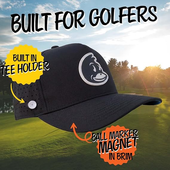 Wild Horses Performance Golf Hat for Men w Integrated Tee Holder & Ball Marker Magnet, Golf Cap for Men, Golf Hat Women