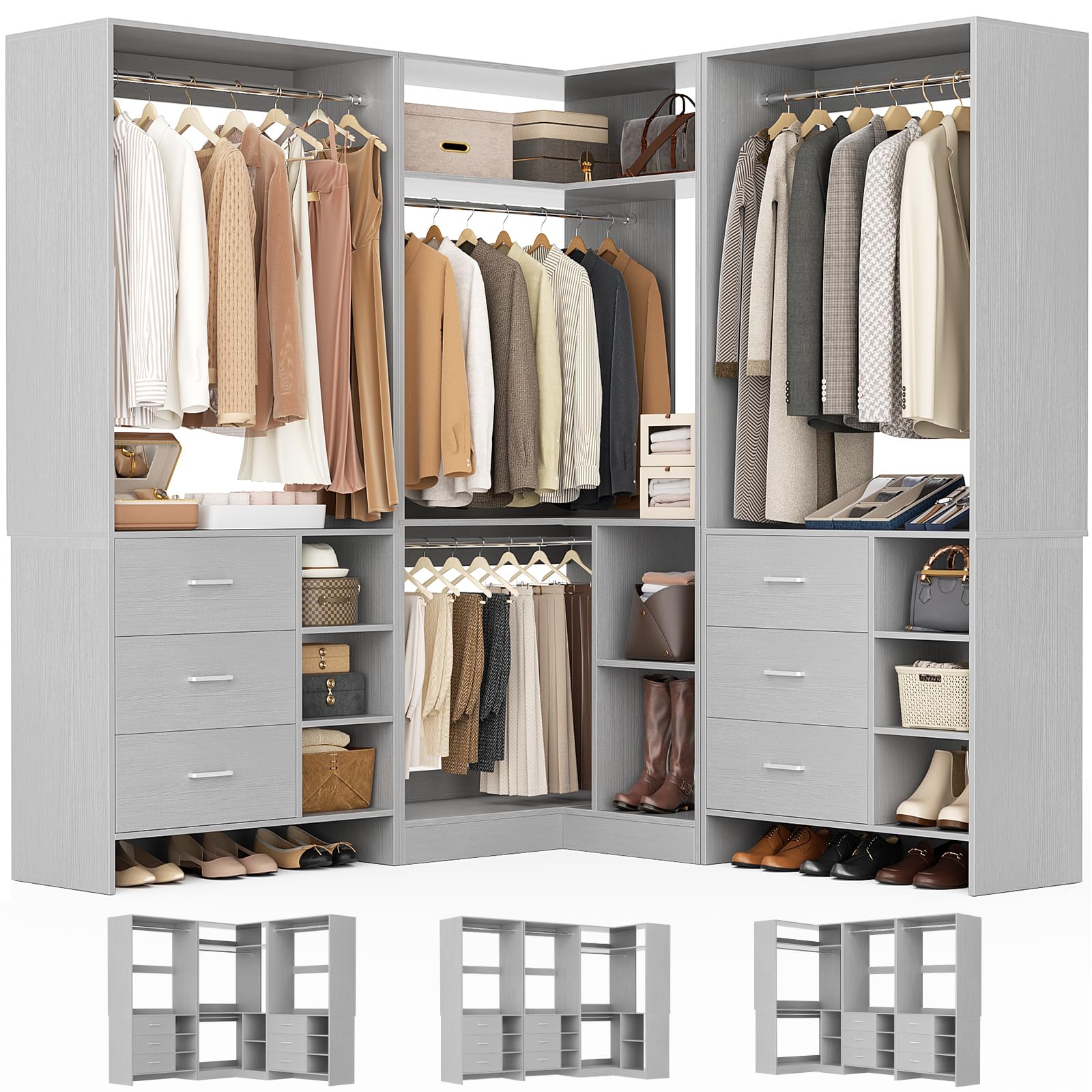 Amazon.com: Aheaplus Closet System with 6 Drawers, 4 Hanging Rods