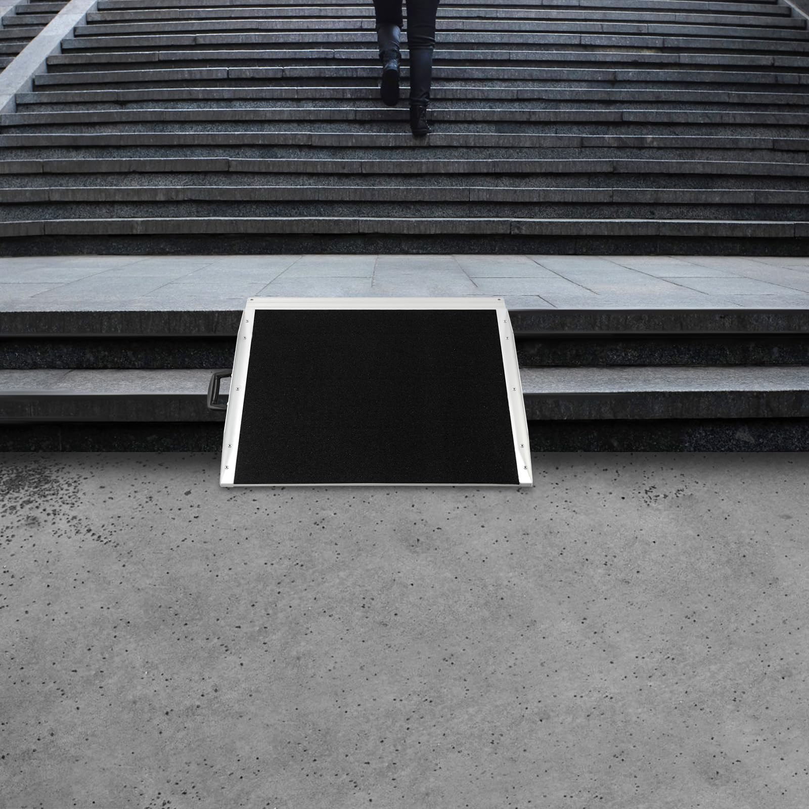 Aluminiowa rampa dla wózków inwalidzkich, 62 x 73 x 5 cm, antypoślizgowa rampa progowa, obciążenie do 272 kg, przenośna rampa najazdowa do wózków inwalidzkich i chodzików, rampa progowa do domu i na