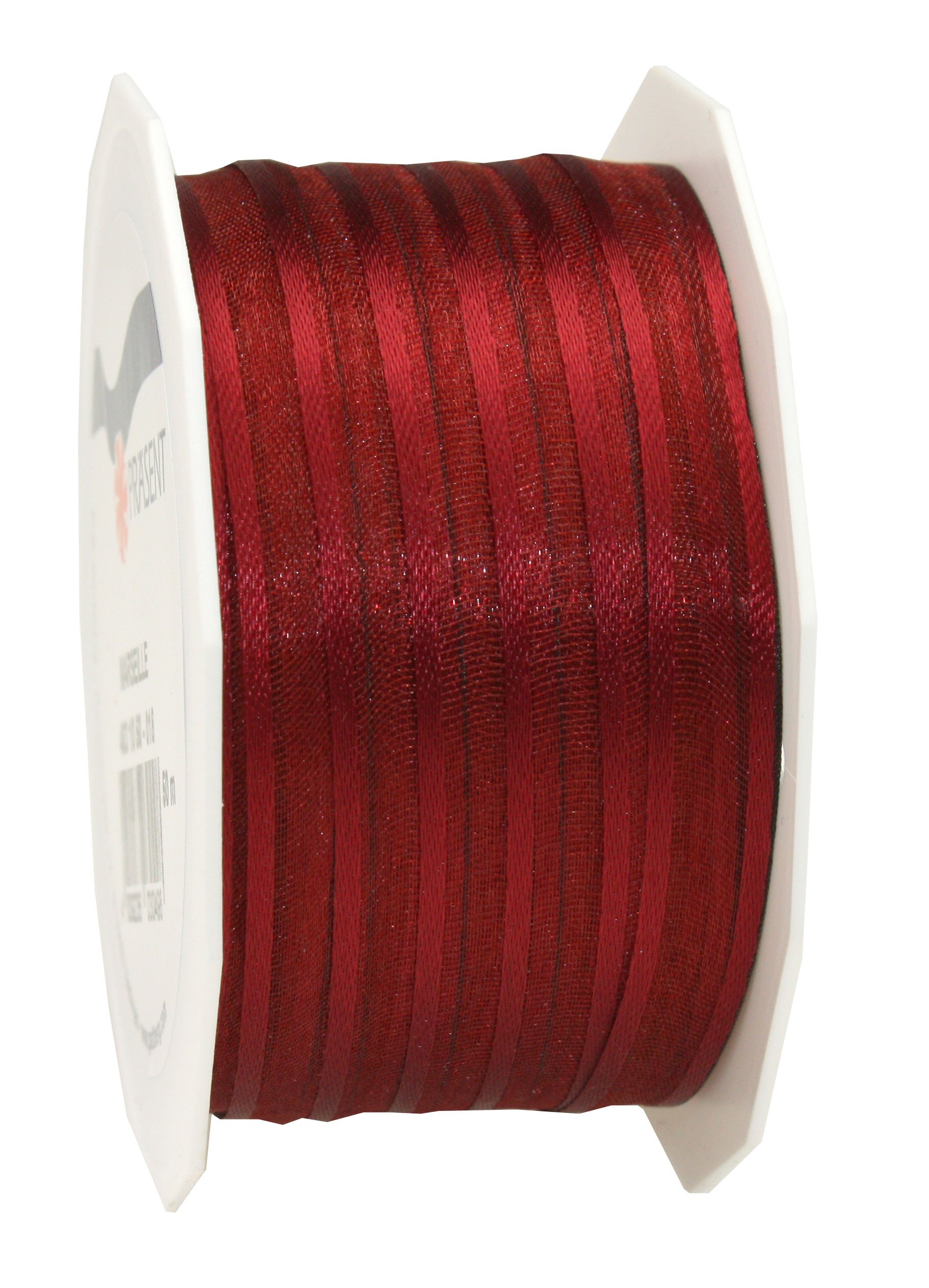 C.E. Pattberg Präsent - Marseille Wired Organza Ribbon Bordeaux 10 mm width, 50 m length
