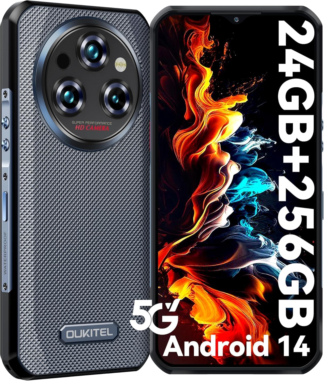 OBA Wytrzymały telefon WP35, 5G, bateria 11000 mAh, korpus 15 mm, system Android 14 (24 GB 256 GB), aparat główny 64 MP, wyświetlacz 6,6" FHD + wyświetlacz IPS