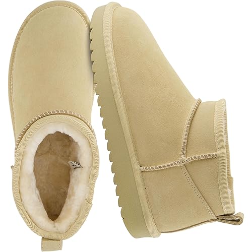 CUSHIONAIRE Hip-3 Genuine Suede Leather Ankle Boots for Women – Pull On Cozy Faux Fur Boots Womens Shoes with Comfortable Memory Foam