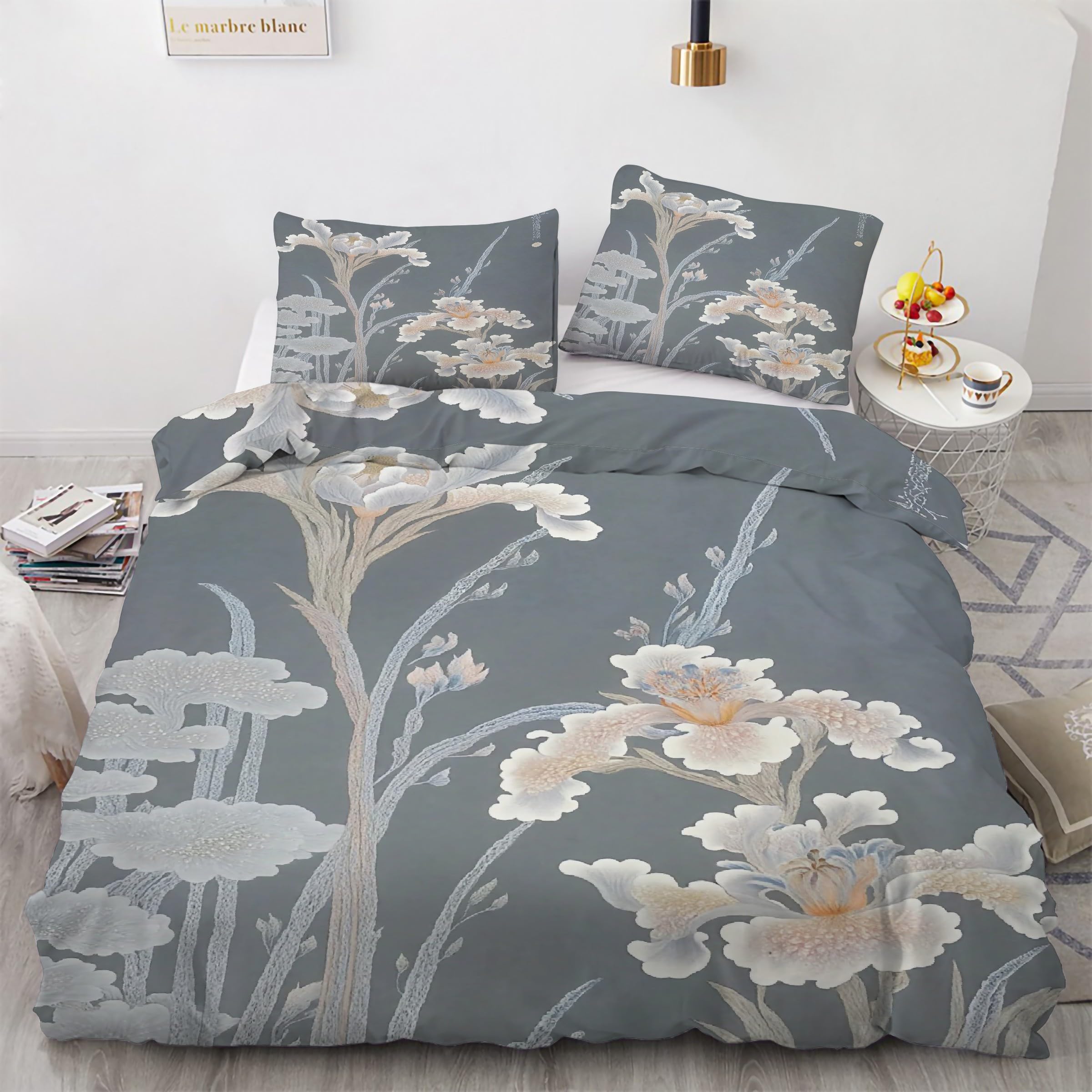 Housse de couette en microfibre douce pour lit double sans repassage