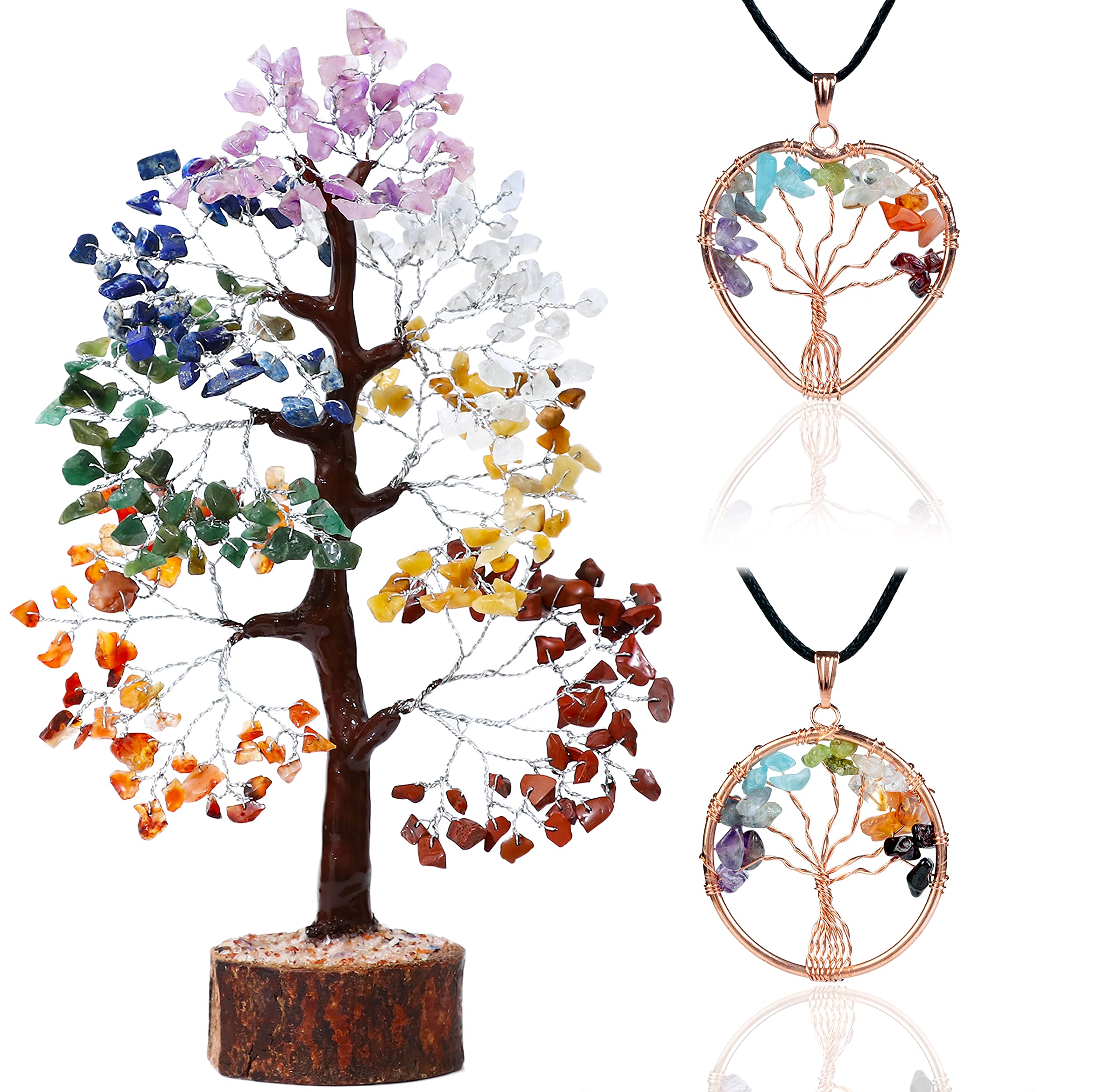 7 Chakra Crystal Tree of Life Feng Shui Bonsai Tree Seven Chakra Tree for Positive Energy Money Tree Gemstone Tree Spiritual Room Decoration Housewarming Gifts for New Home