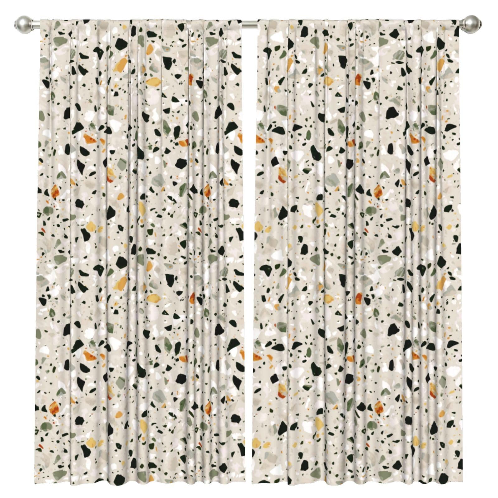 InOmak Terrazzo, 2 Panels Window Curtains 52 x 84 Inch Blackout Curtains for Living Room Bedroom