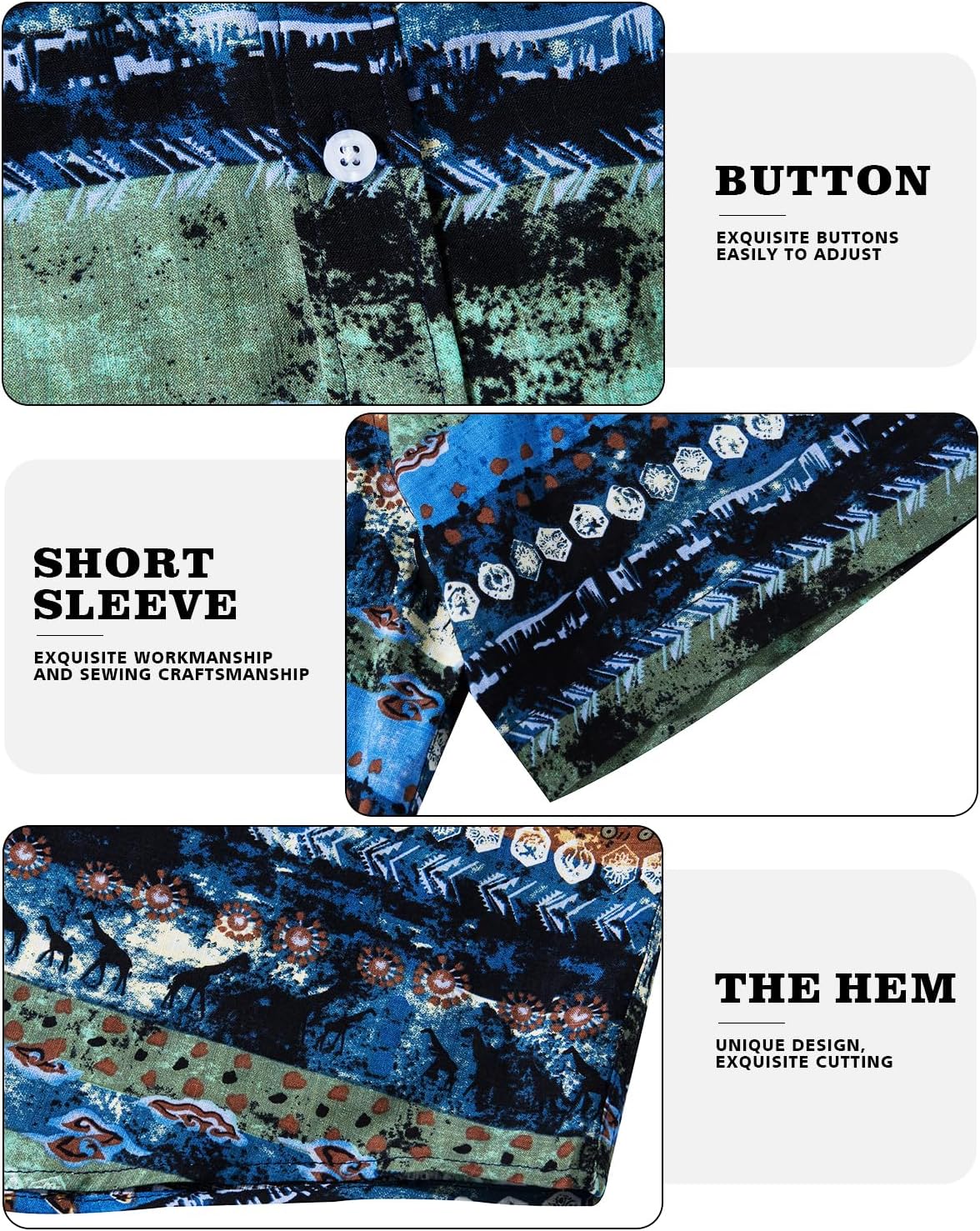 Mens Casual Hawaiian Shirts Front Pocket Summer Floral Shirt Short Sleeve Button Down Tropical Beach Shirts - Image 5