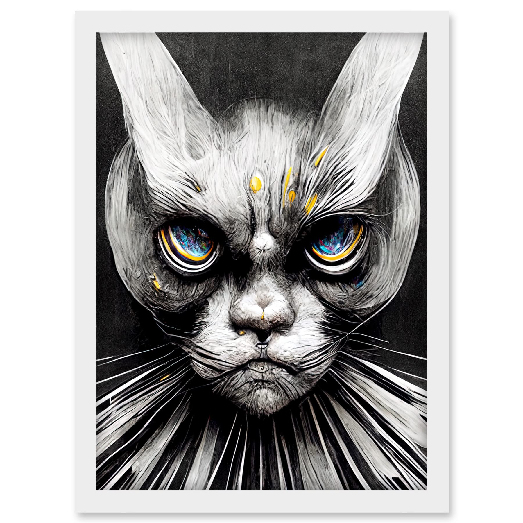 Doppelganger33 LTD The Sultan Of Cat Land Fantasy Gothic Cat Portrait Artwork Framed A3 Wall Art Print