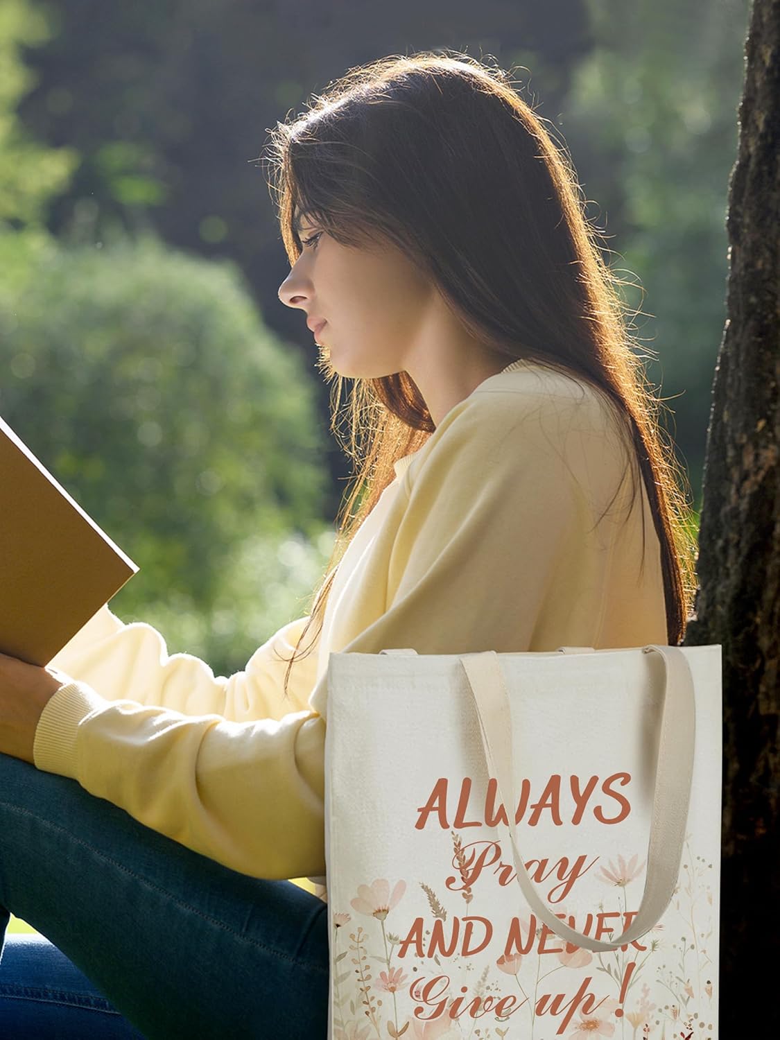 8 Pcs Christian Floral Boho Tote Bags Bulk for Women Bible Canvas Totes Reusable Religious Bible Verse Grocery Bags - Image 6