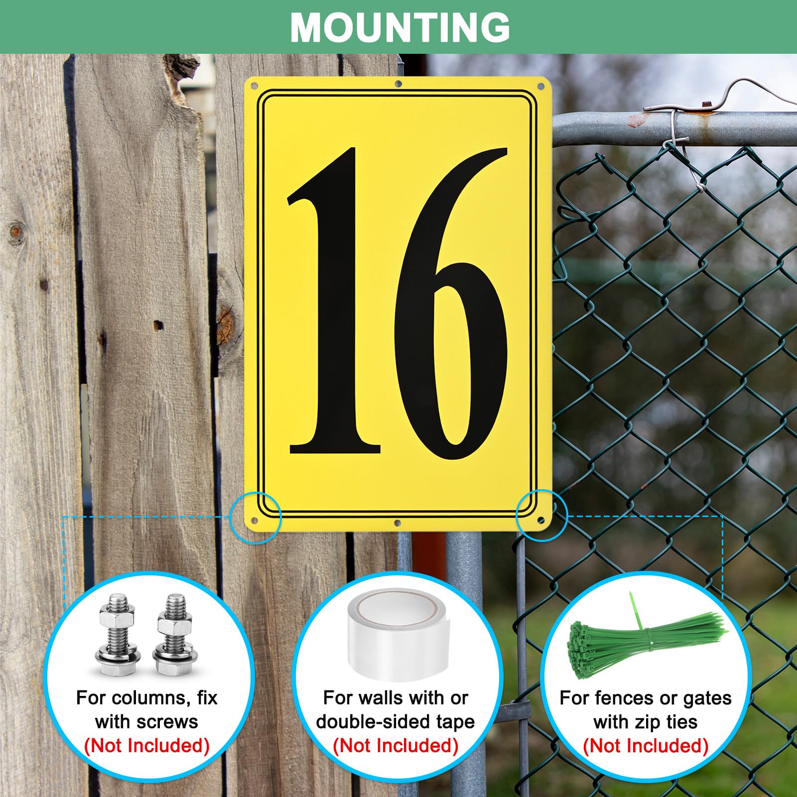 M METERXITY Aluminum Number Sign 16, 11.8 Inch House Numbers and Metal Letters, Parking Spot Letter Signs - Image 4