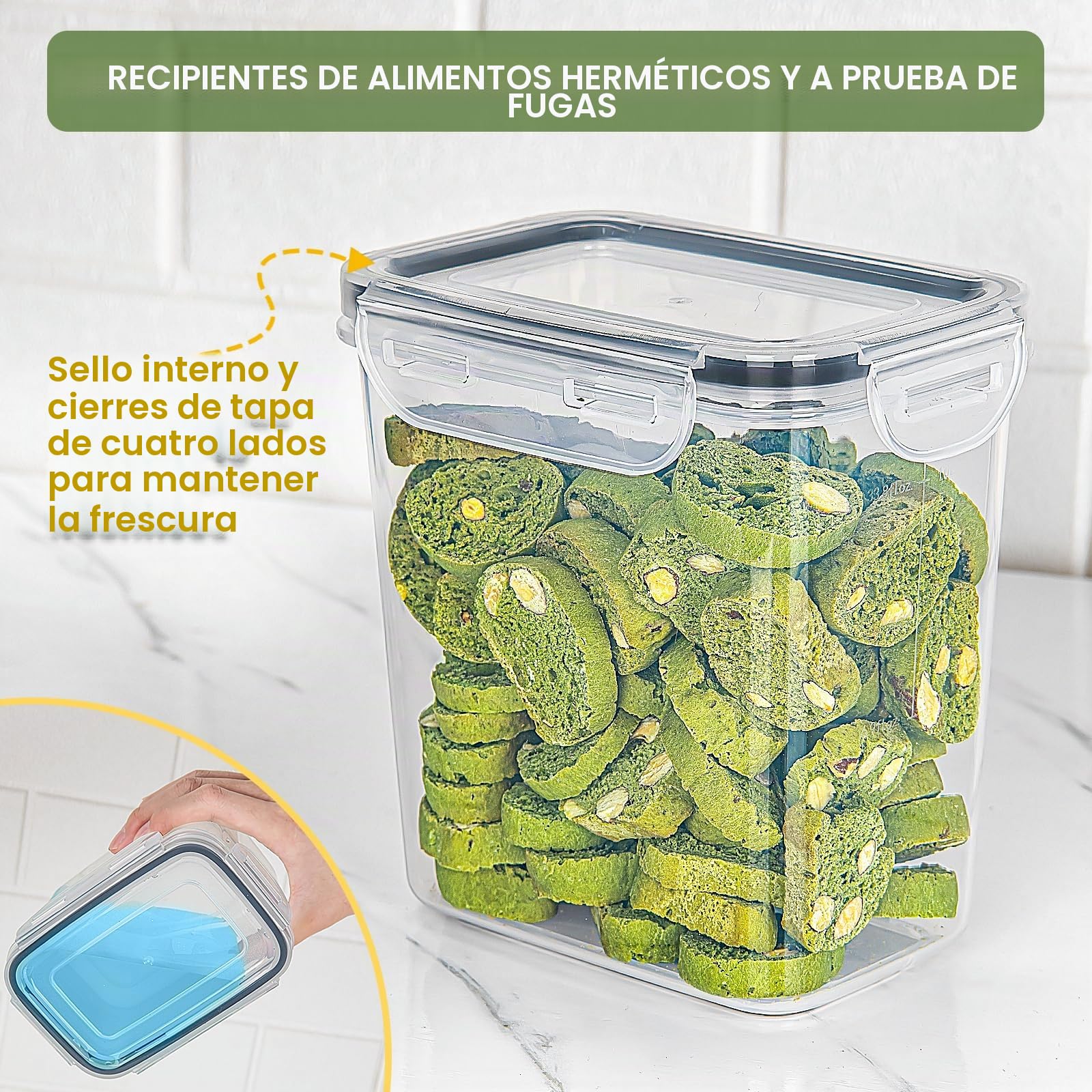 L LONGANCHANG Botes Cocina Almacenaje 25 Piezas: Recipientes Herméticos para Alimentos | Recipientes Alimentos de Plástico para Cereales, Pasta, Granos, Harina | Sin BPA | Apto para Lavavajillas