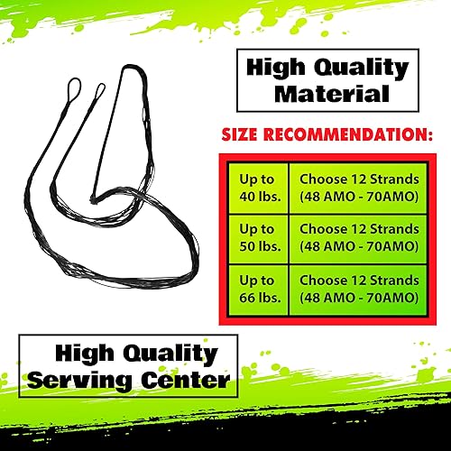 Miniatura 8 de KESHES Dacron Bow String Replacement for Traditional and Recurve Bow - Replacement Bowstring 12,14,16 Strands-Length Sizes from 44-70 Inches