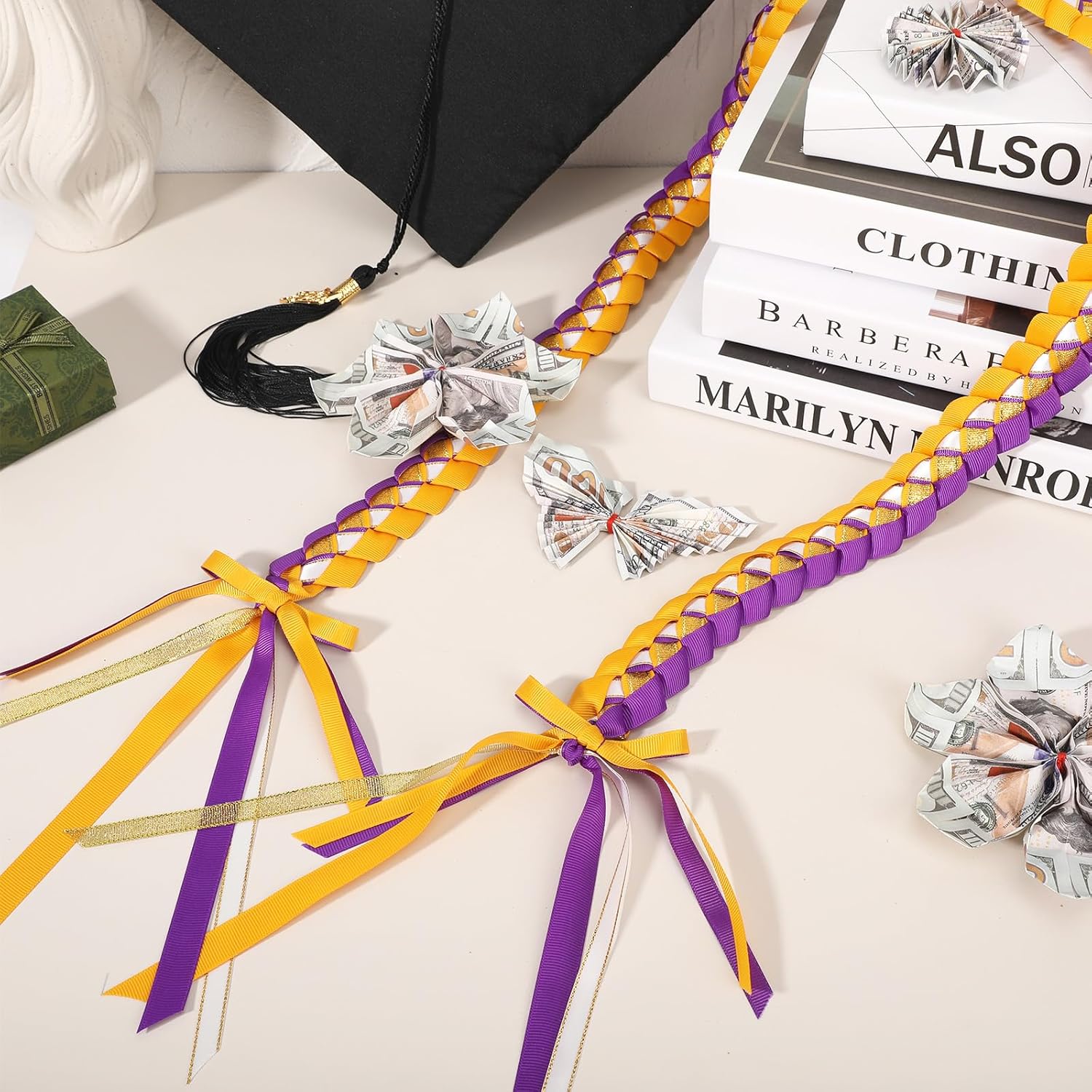 Graduation Ribbon Lei graduation necklace Class of 2026 Graduation gift Braided necklace for men and women party graduation lei accessories