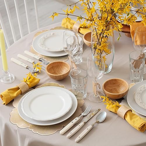 Miniatura 4 de comfoyar Juego de 6 manteles individuales redondos dorados con flores metálicas, de vinilo antideslizante de 15 x 15 pulgadas, manteles individuales