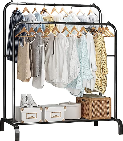 Amazon ハンガーラック コート掛け コートスタンド メタルラック ラック付き ボード コートハンガー 頑丈 玄関 洋服ハンガー 押入れ ハンガー アイアン スタイルハンガー 省スペース アイアン 紛体塗装 防サビ加工 耐荷重50kg おしゃれ 簡単組立 大容量 耐久 頑丈 防錆