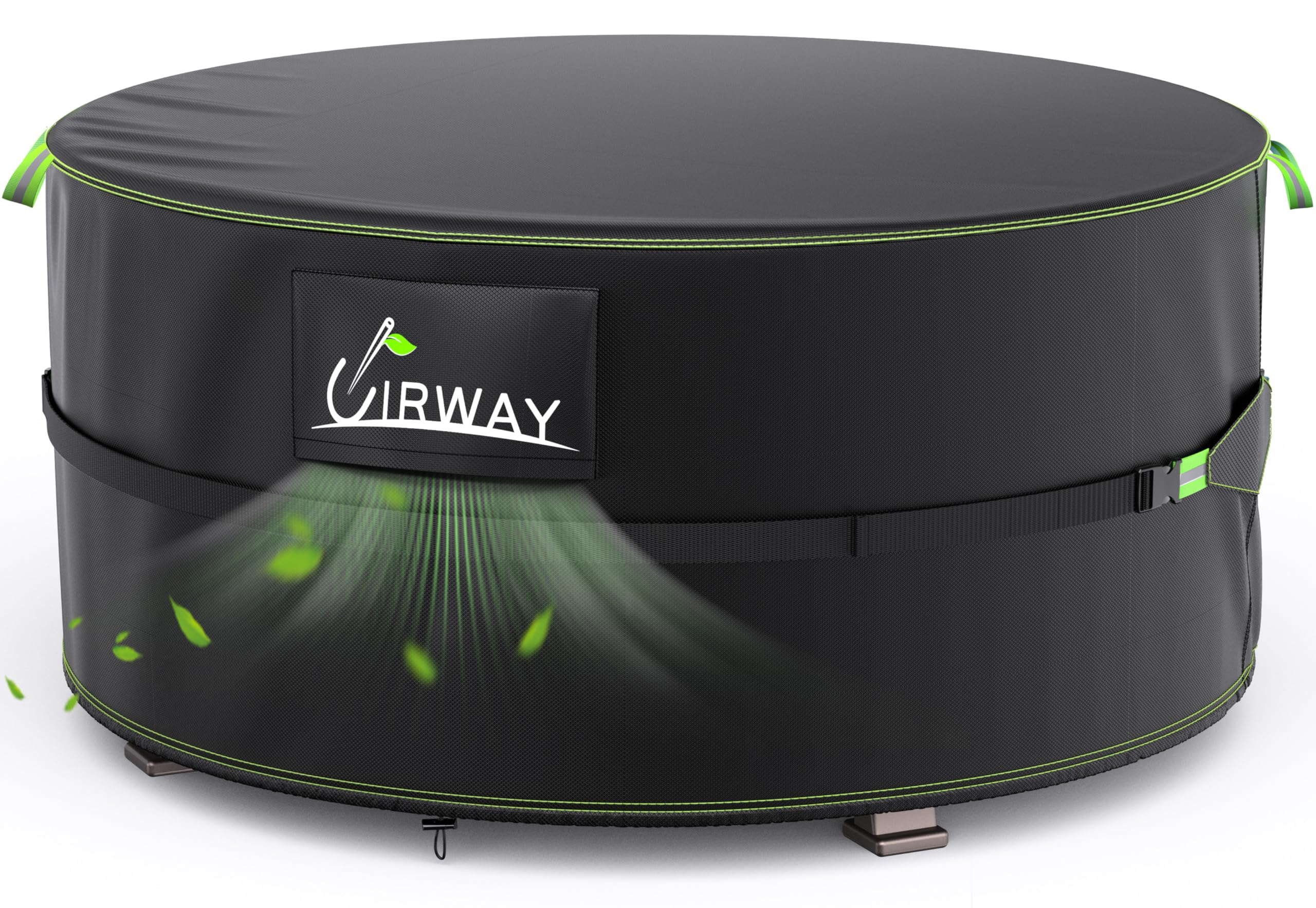 UIRWAY Fire Pit Cover 50 Inch Round, Waterproof Outdoor Fire Pit Cover, 600D Heavy Duty Oxford Fabric Firepit Cover with PVC Coating, Strong Tear &