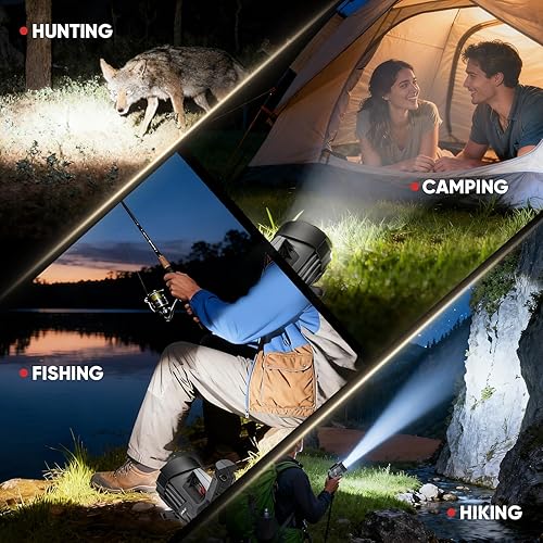 Miniatura 5 de Durapower Proyector recargable ultra brillante de 5000 lúmenes altos, IP67 impermeable y a prueba de golpes, linterna portátil, adecuada para